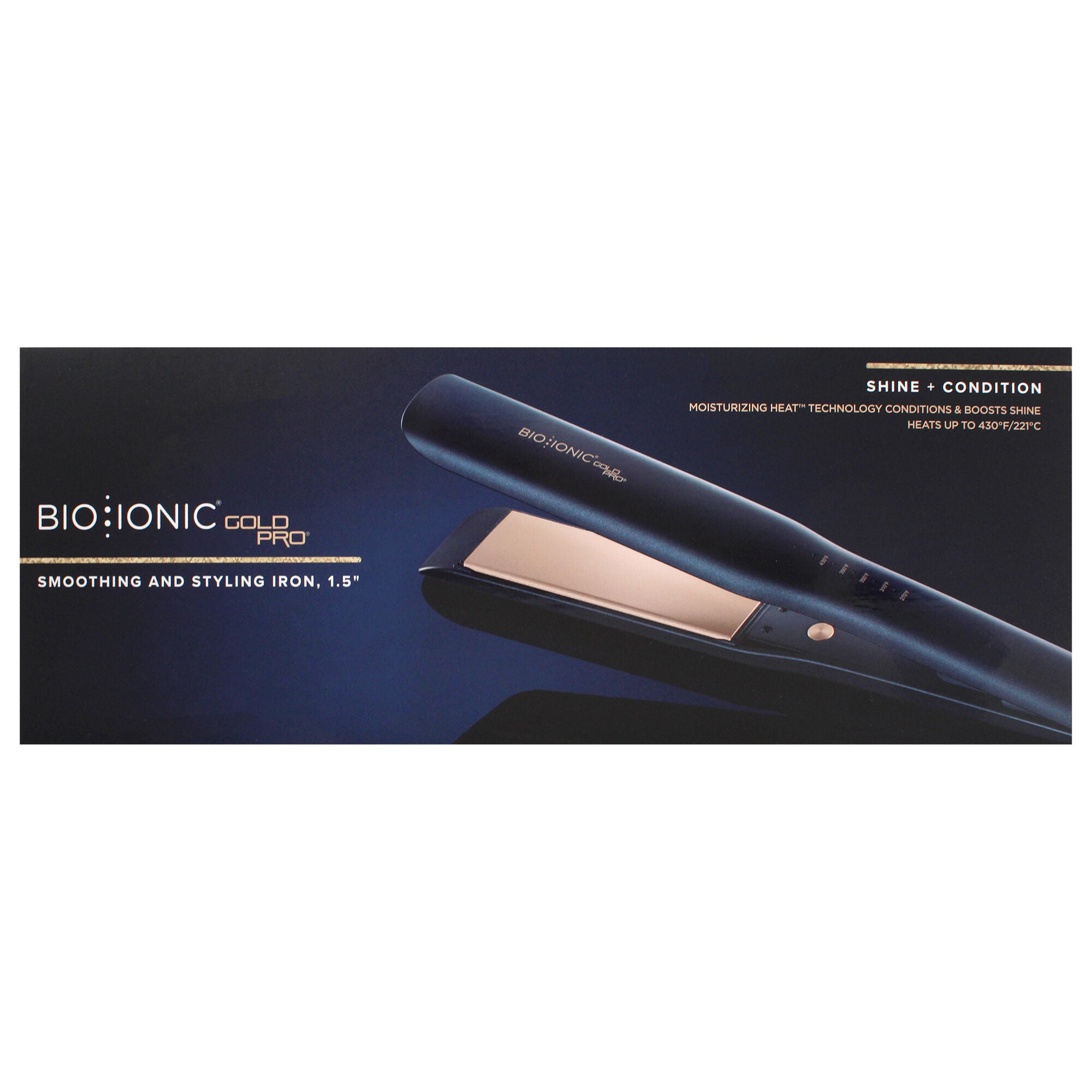Gold Pro Styling Iron by Bio Ionic for Women - 1.5 Inch Flat Iron, Black, alternate image number 3