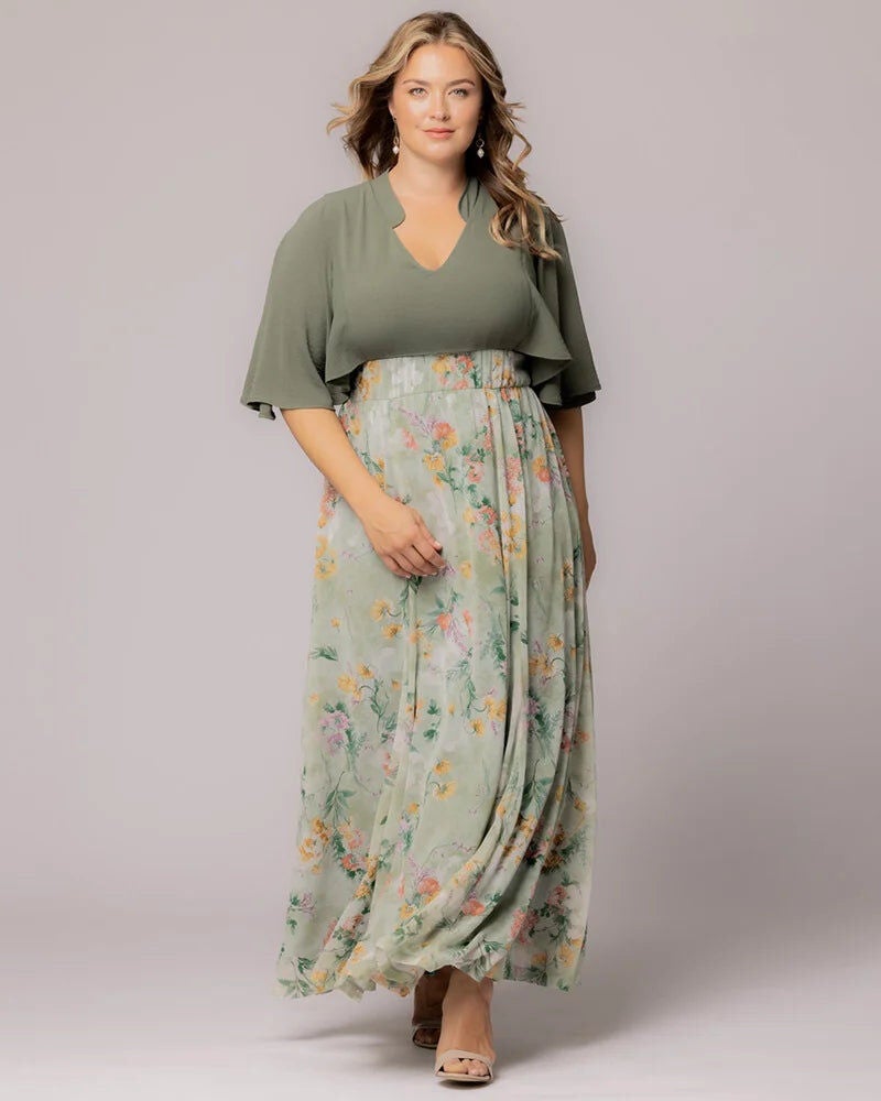 Avisa A-Line Evening Gown, Sage Floral Print / Light Green, hi-res image number 0