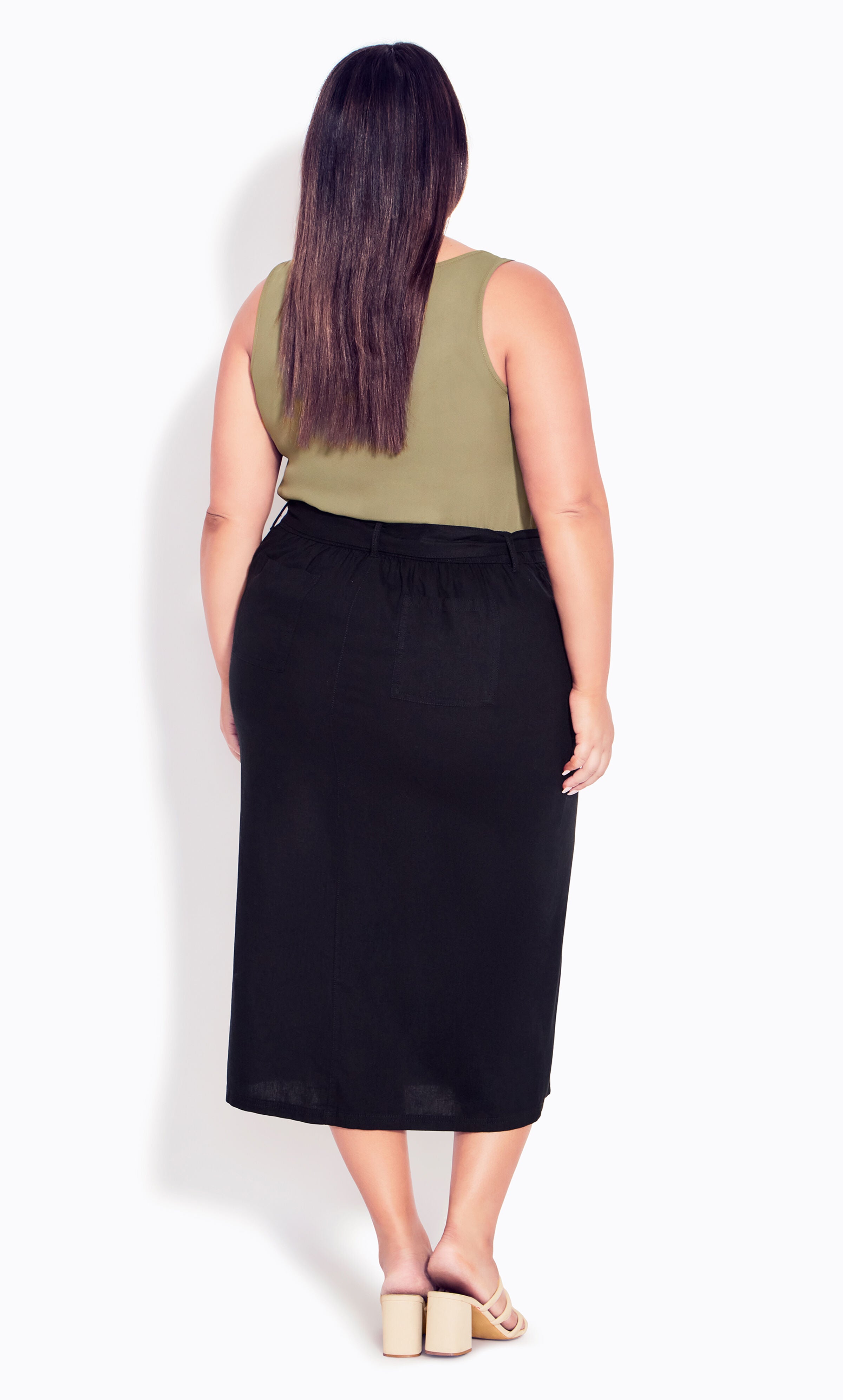 Linen Blend Skirt - black, , alternate image number 1