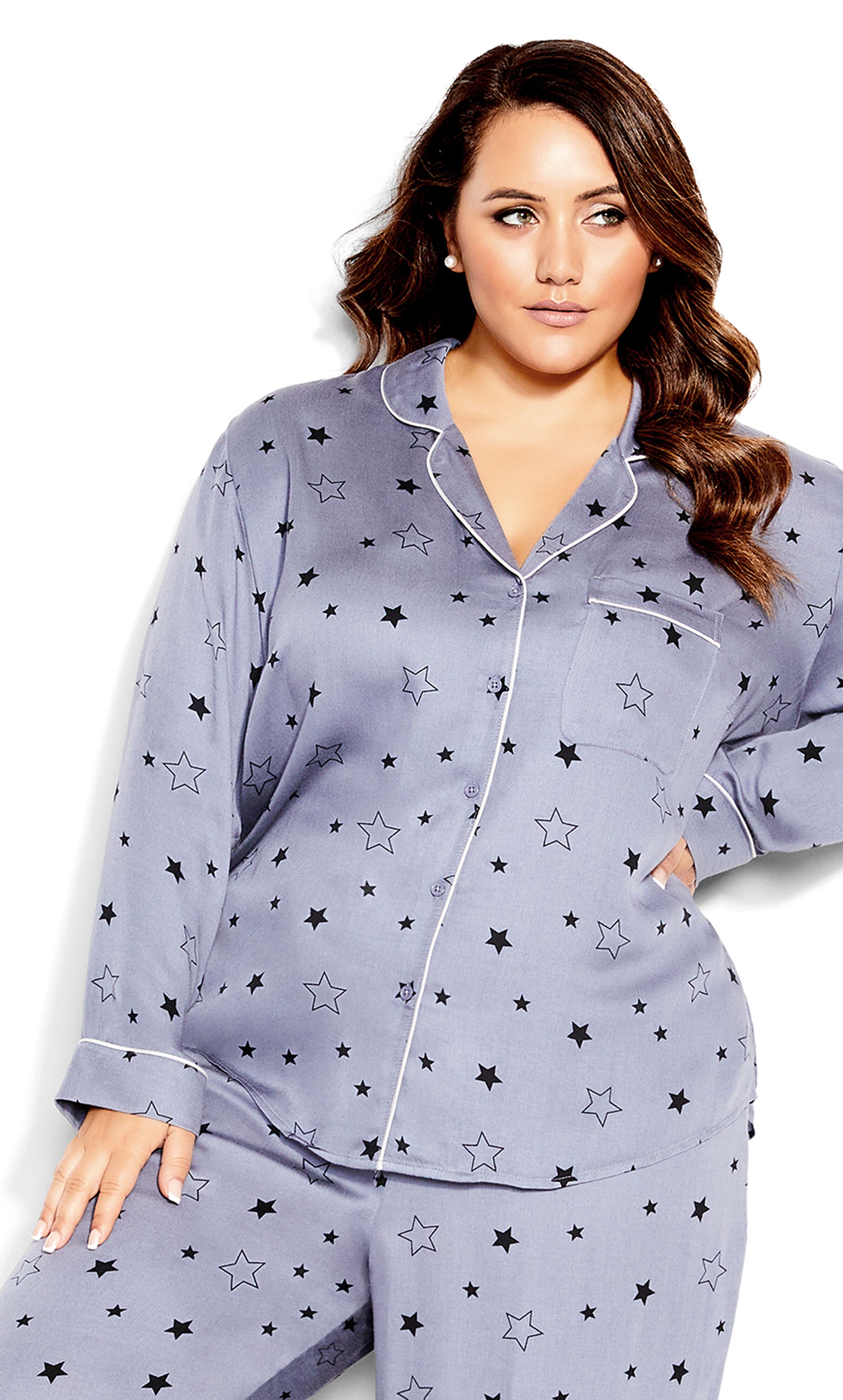 Galaxy Sleep Shirt - gray, Grey, hi-res image number 0