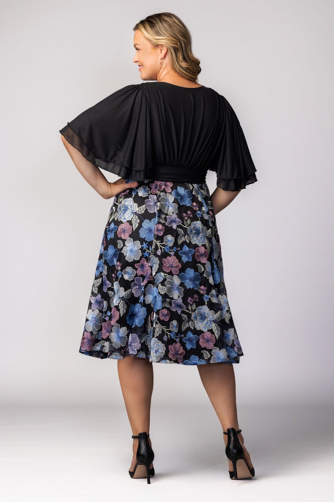 Lillian Embroidered Cocktail Dress, Floral Frolic / Black, alternate image number 1