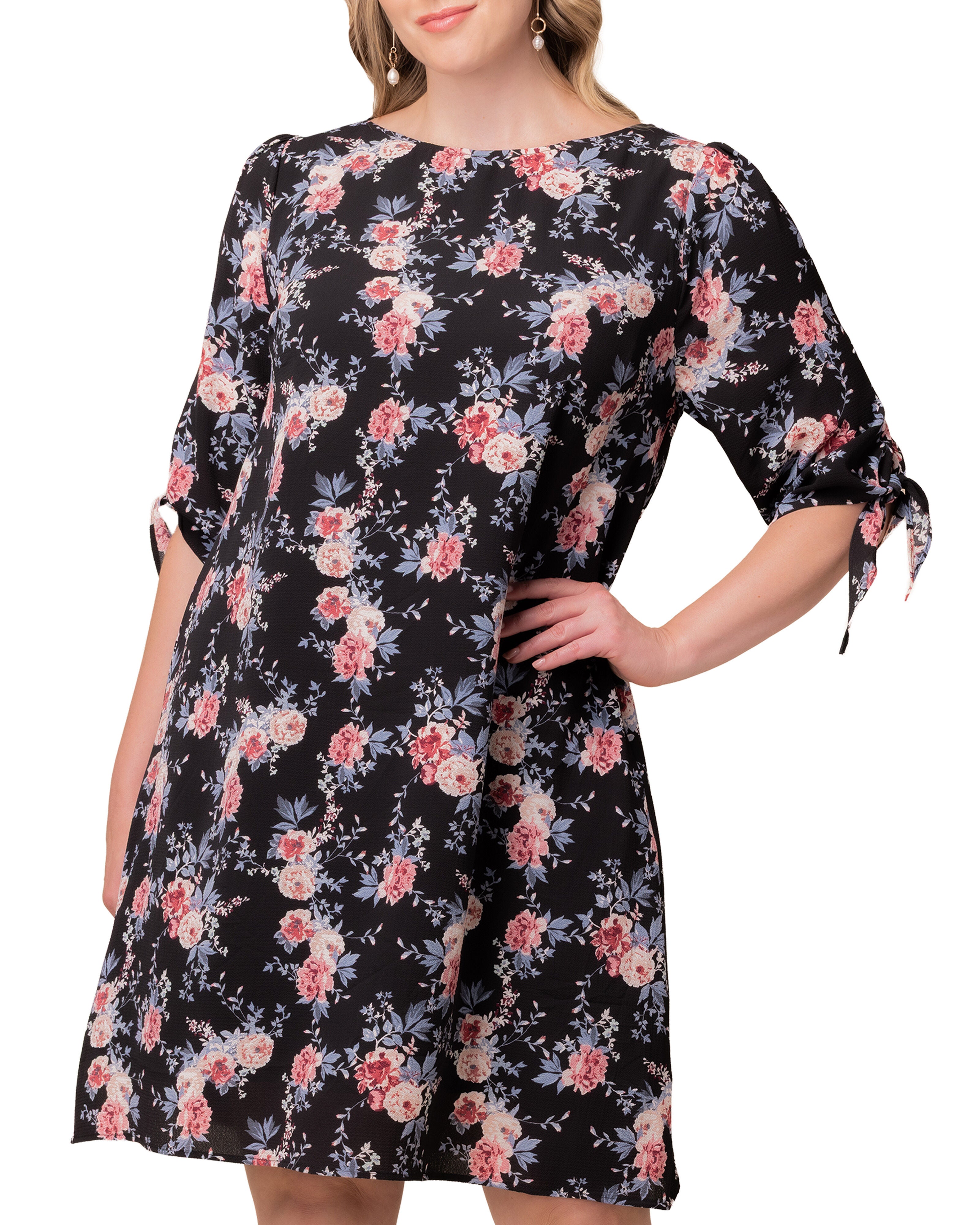 Manhattan Shift Dress, BLACK FLORAL PRINT / Black, alternate image number 2