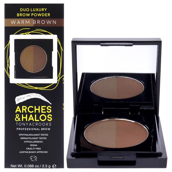 Duo Luxury Brow Powder - Warm Brown by Arches and Halos for Women - 0.088 oz Eyebrow, See Description, hi-res image number 0