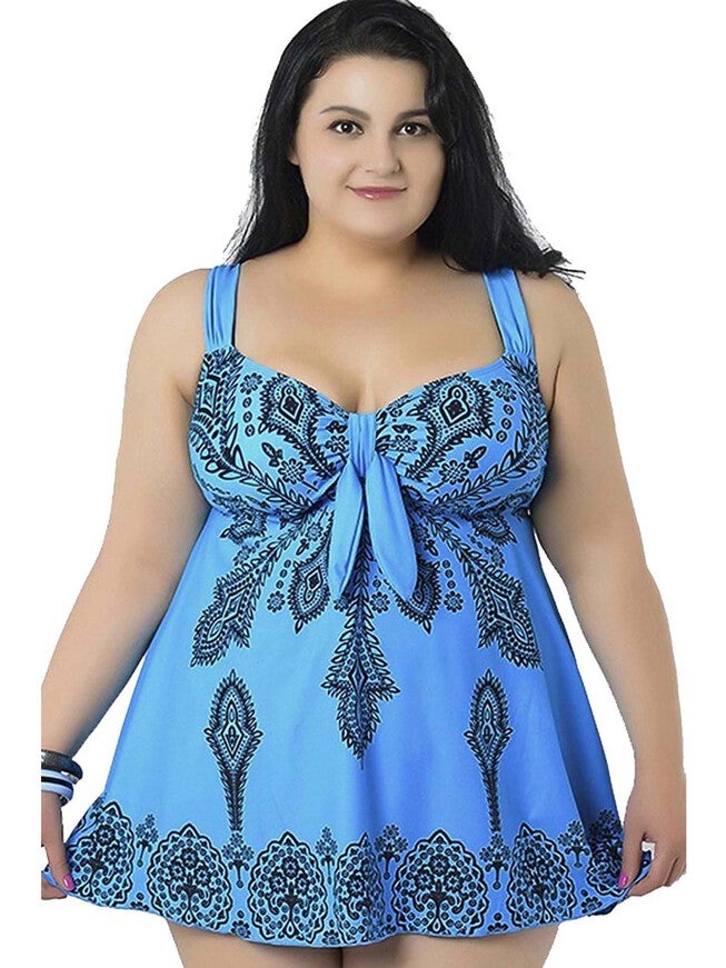 Retro Tie Tankini Set, Sky Blue / blue, alternate image number 2