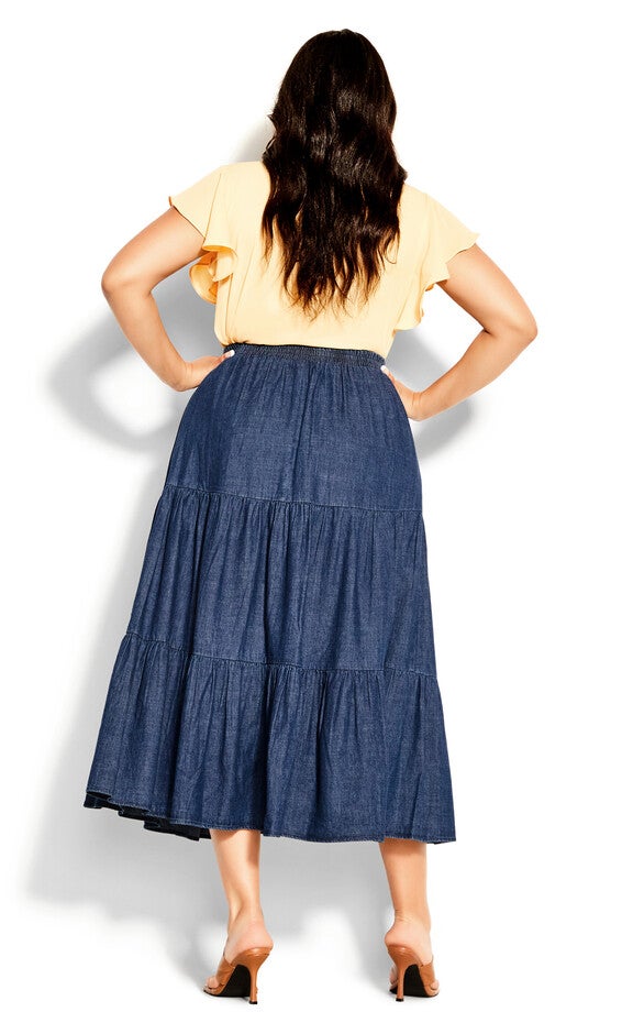 Denim Tier Skirt - dark denim, , alternate image number null