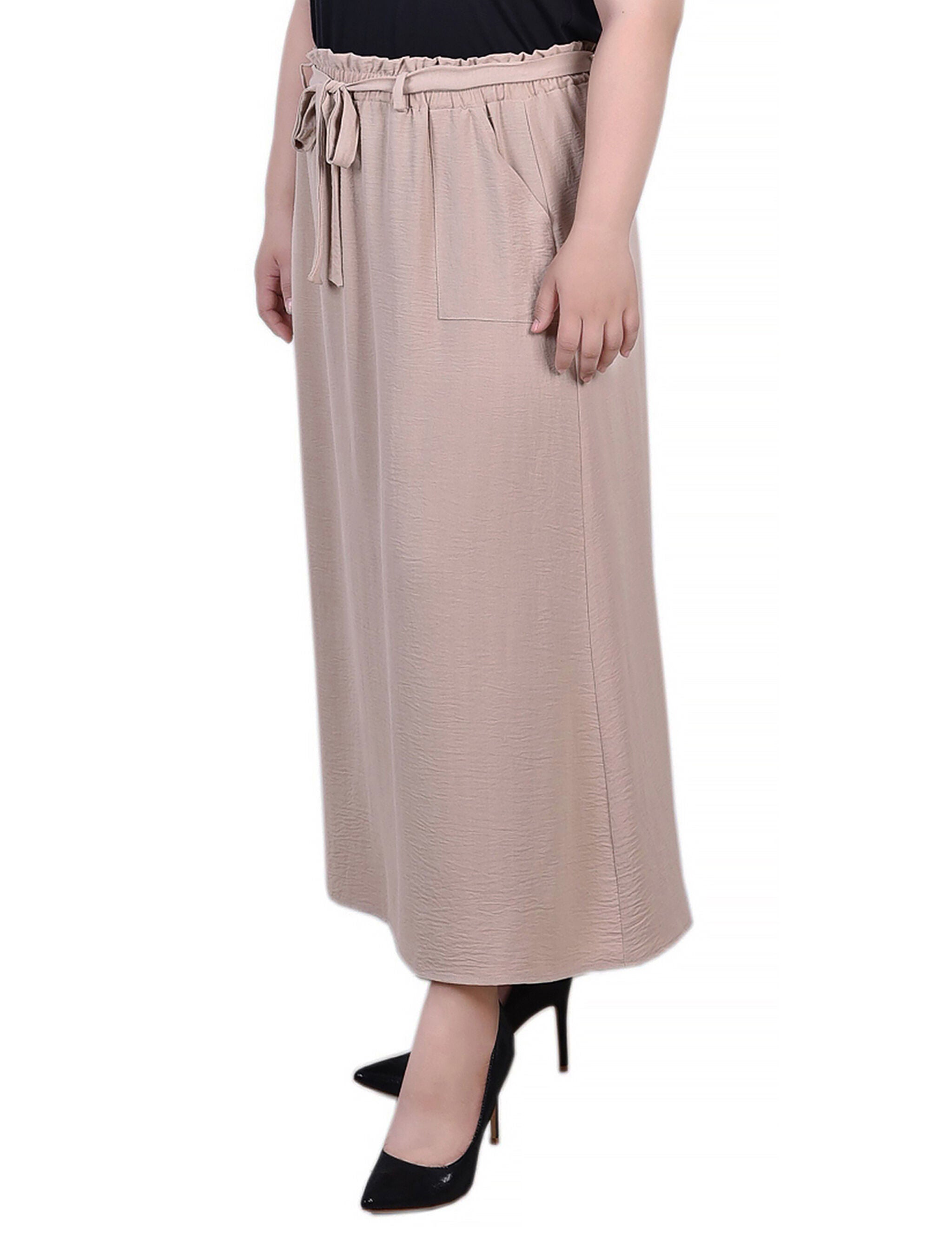 Ankle Length Belted A-Line Skirt, Doeskin, alternate image number 1