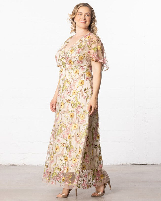 Embroidered Elegance Evening Gown, Sunkissed Garden, alternate image number null