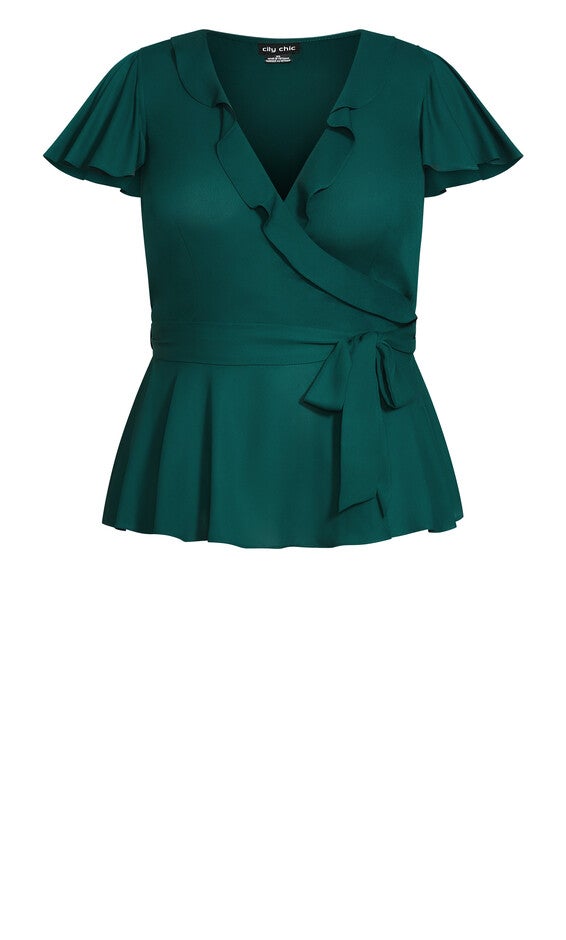 Wrap Frills Top - jade, , alternate image number 4