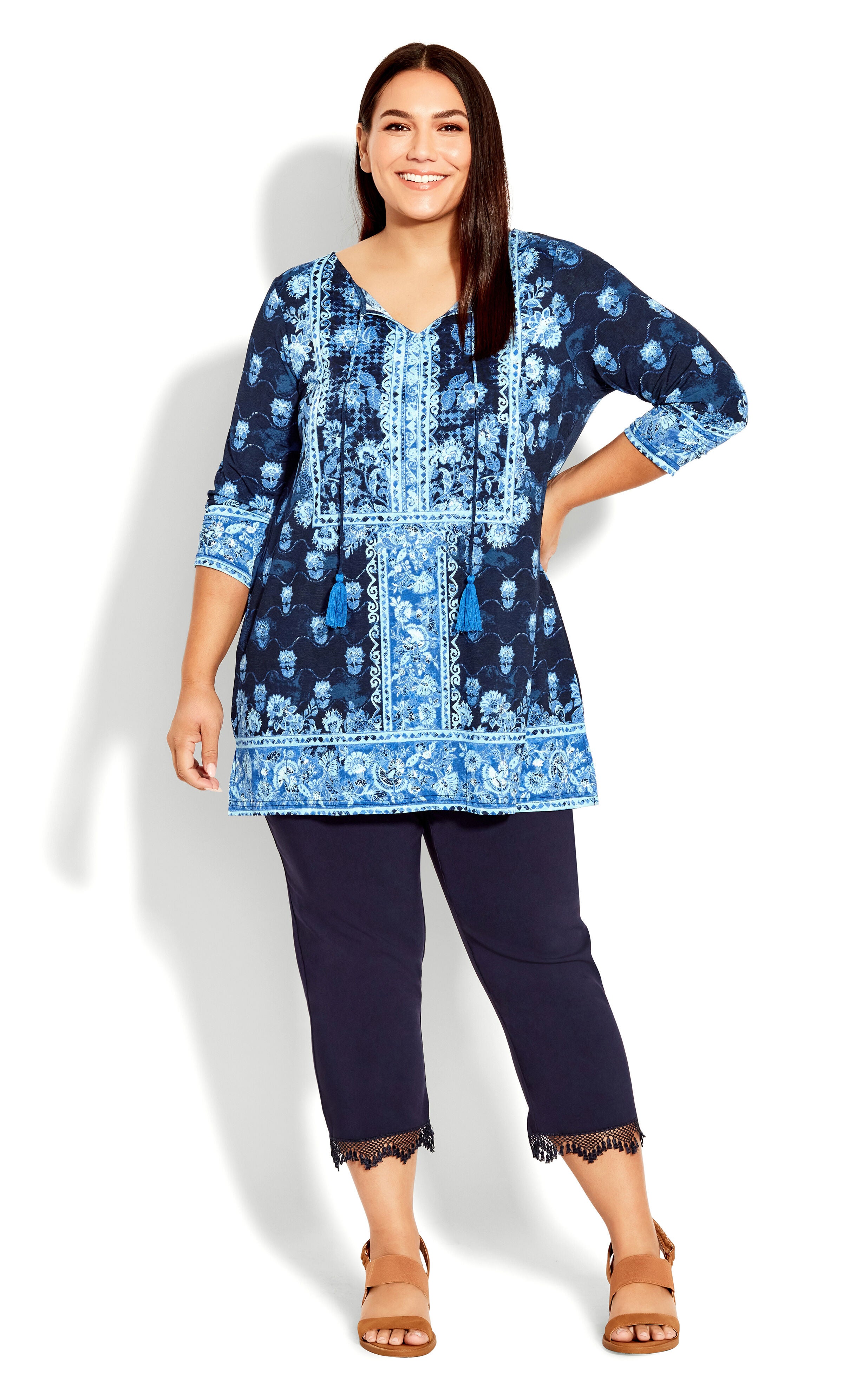 Treasured Placement Tunic - navy, , alternate image number 1