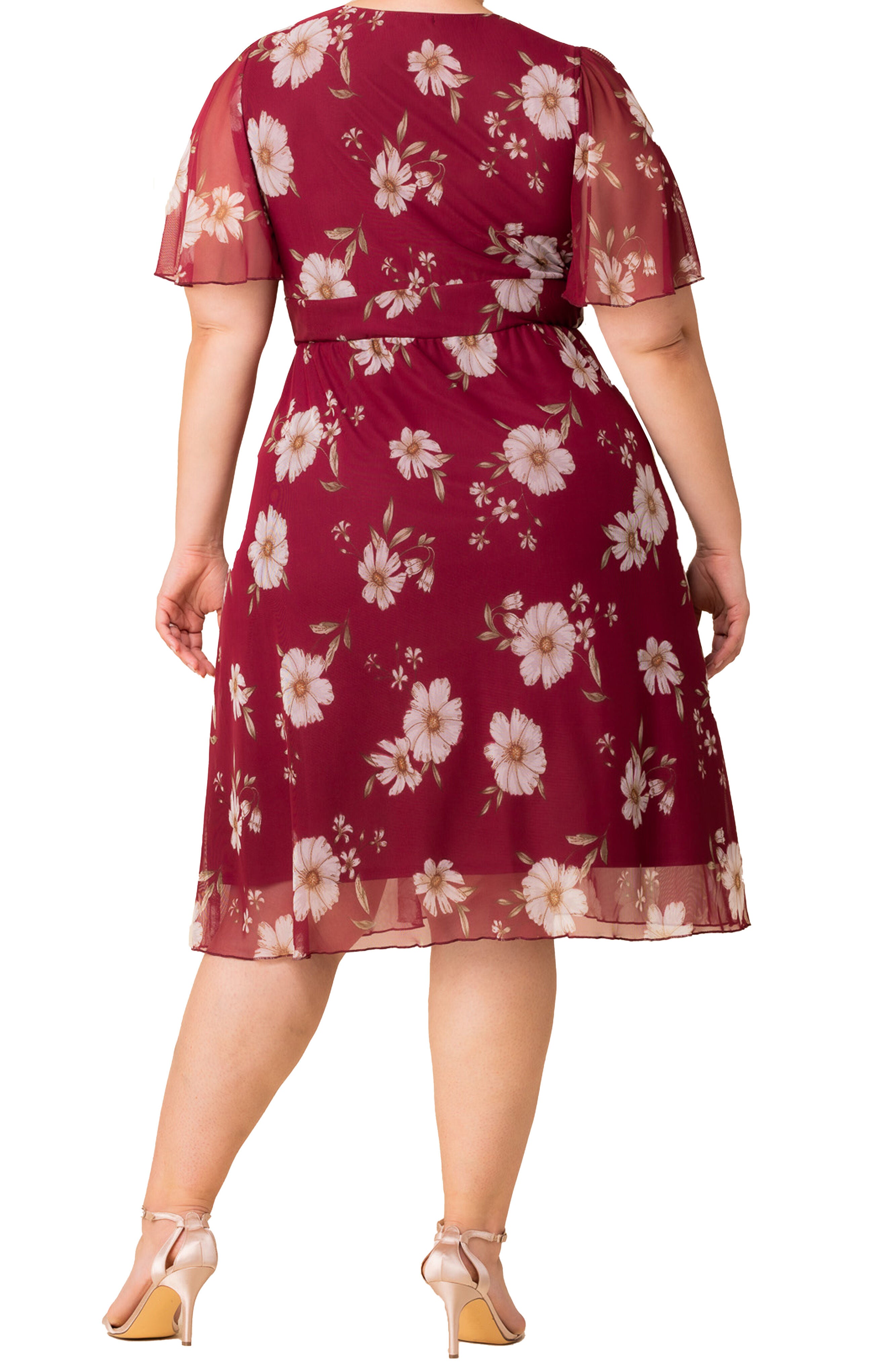 Margot Mesh Cocktail Dress, RASPBERRY FLORAL PRINT / Raspberry, alternate image number 1