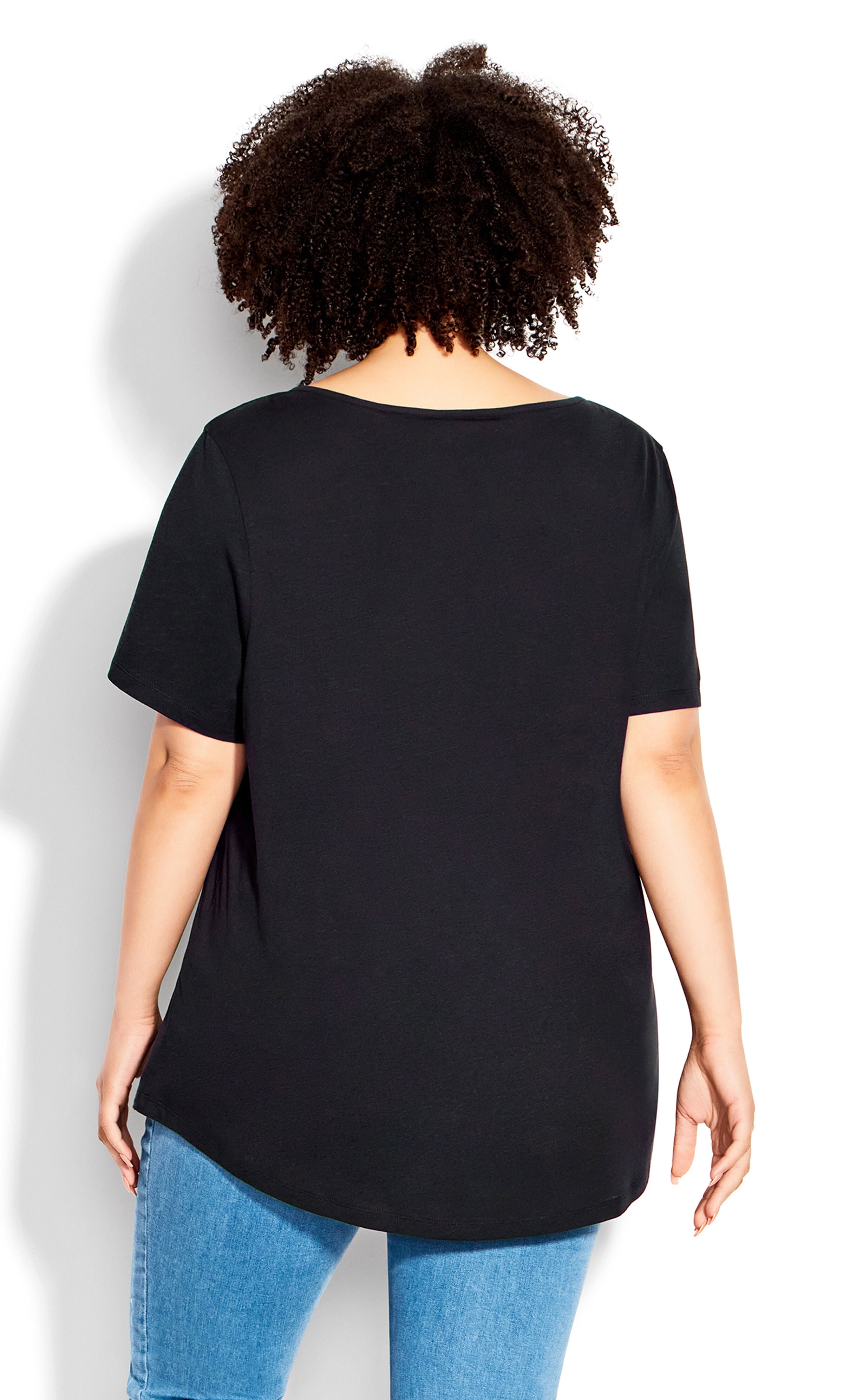 Split Neck Top - black, , alternate image number 2