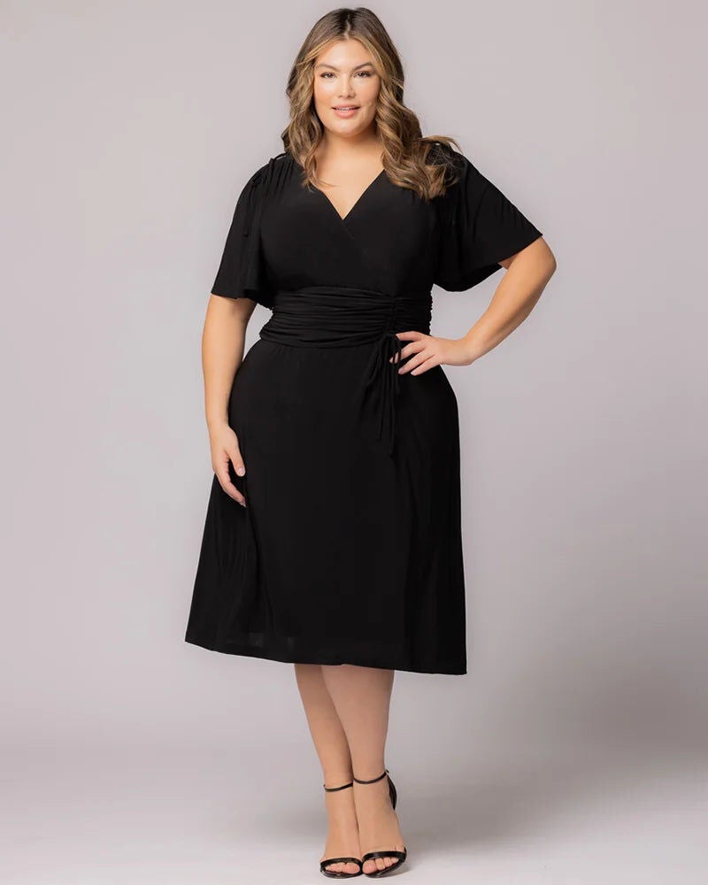 Jemma Ruched Tie Dress, Black Noir, alternate image number 2