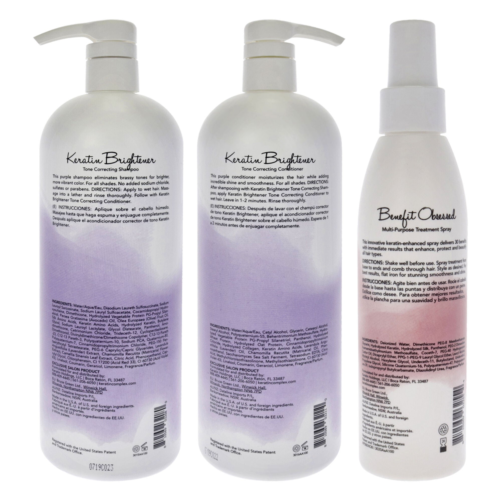 Keratin Brightener Kit by Keratin Perfect for Unisex - 3 Pc 32 oz Shampoo, 32oz Conditioner, 5.7oz Benefit Obsessed Treatment, See Description, alternate image number 2
