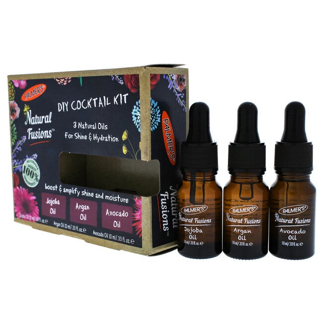 Natural Fusions Shine and Hydration DIY Cocktail Kit by Palmers for Unisex - 3 x 0.33 oz Jojoba Oil, Argan Oil, Avocado Oil, See Description, alternate image number 2