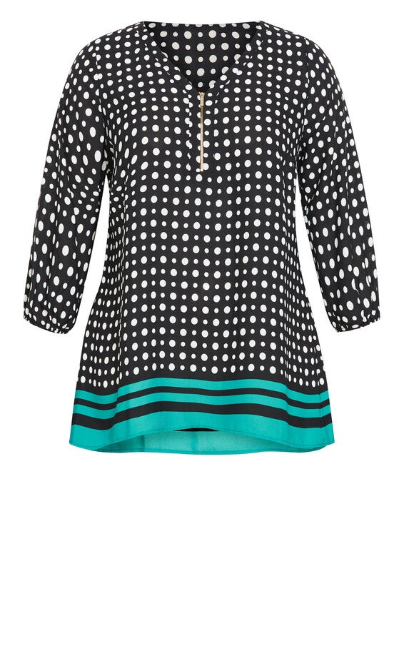 Malia Zip Border Top - emerald, , alternate image number 4