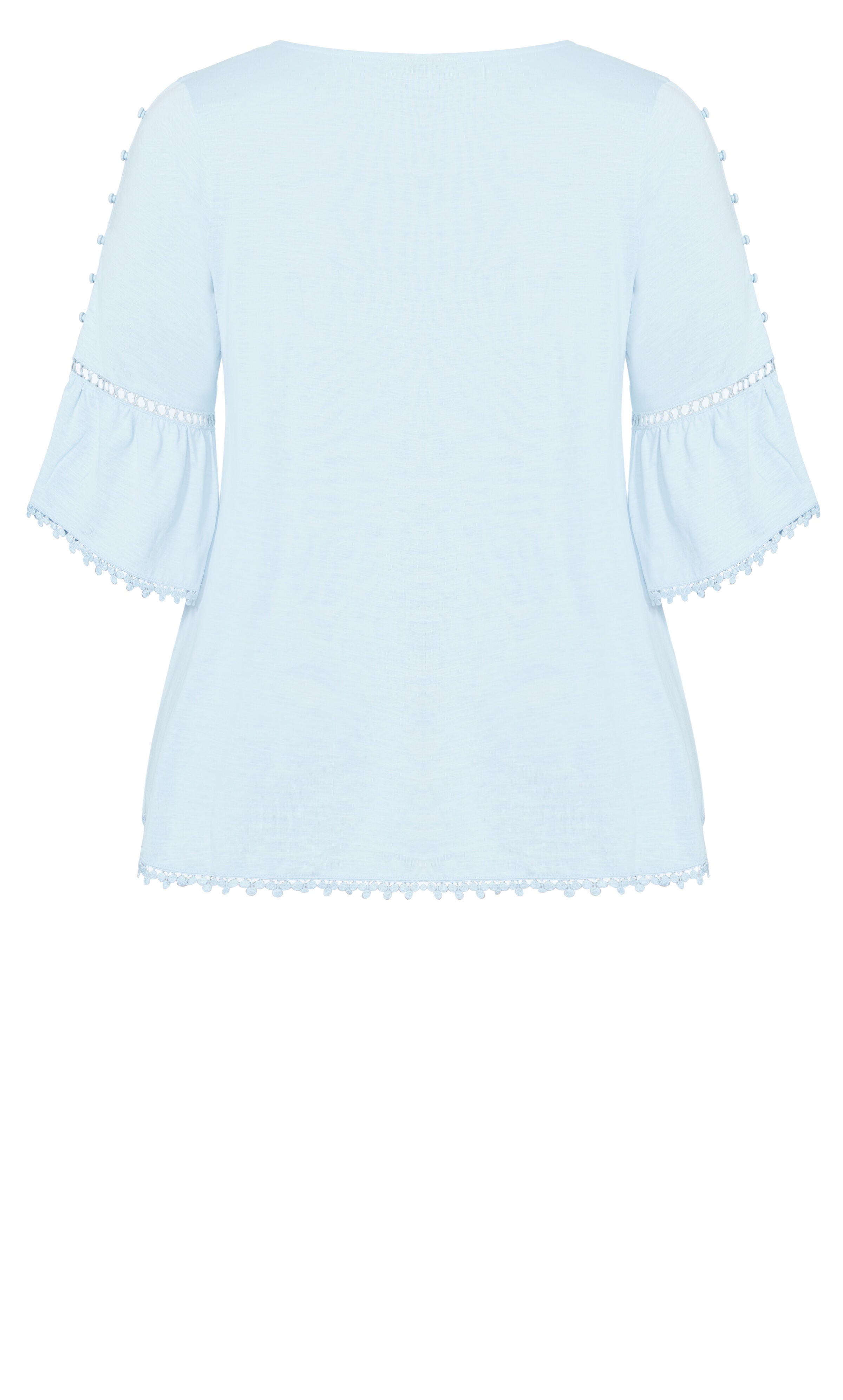 Crochet Split Sleeve Top - chambray blue, , alternate image number 4