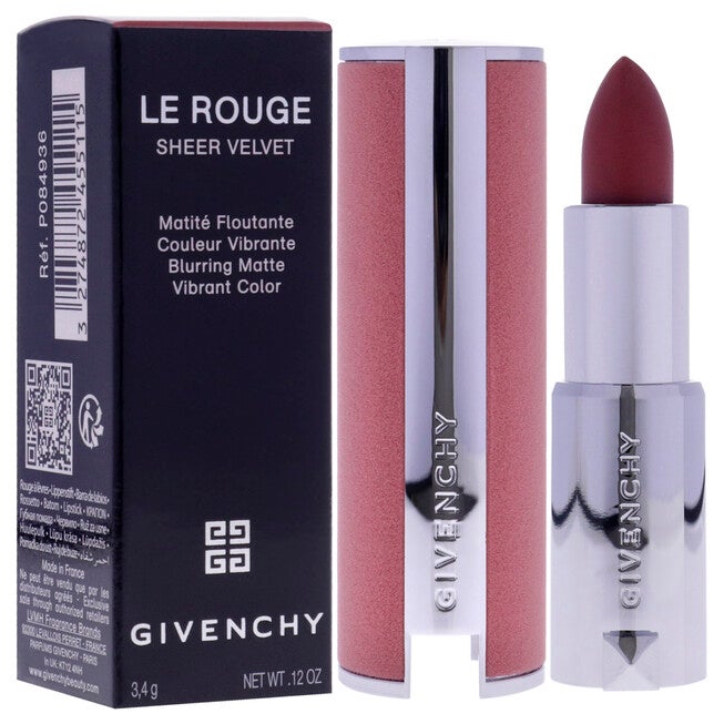 Le Rouge Sheer Velvet Matte Lipstick - 27 Rouge Infuse by Givenchy for Women - 0.12 oz Lipstick (Refillable), Pink, alternate image number 1