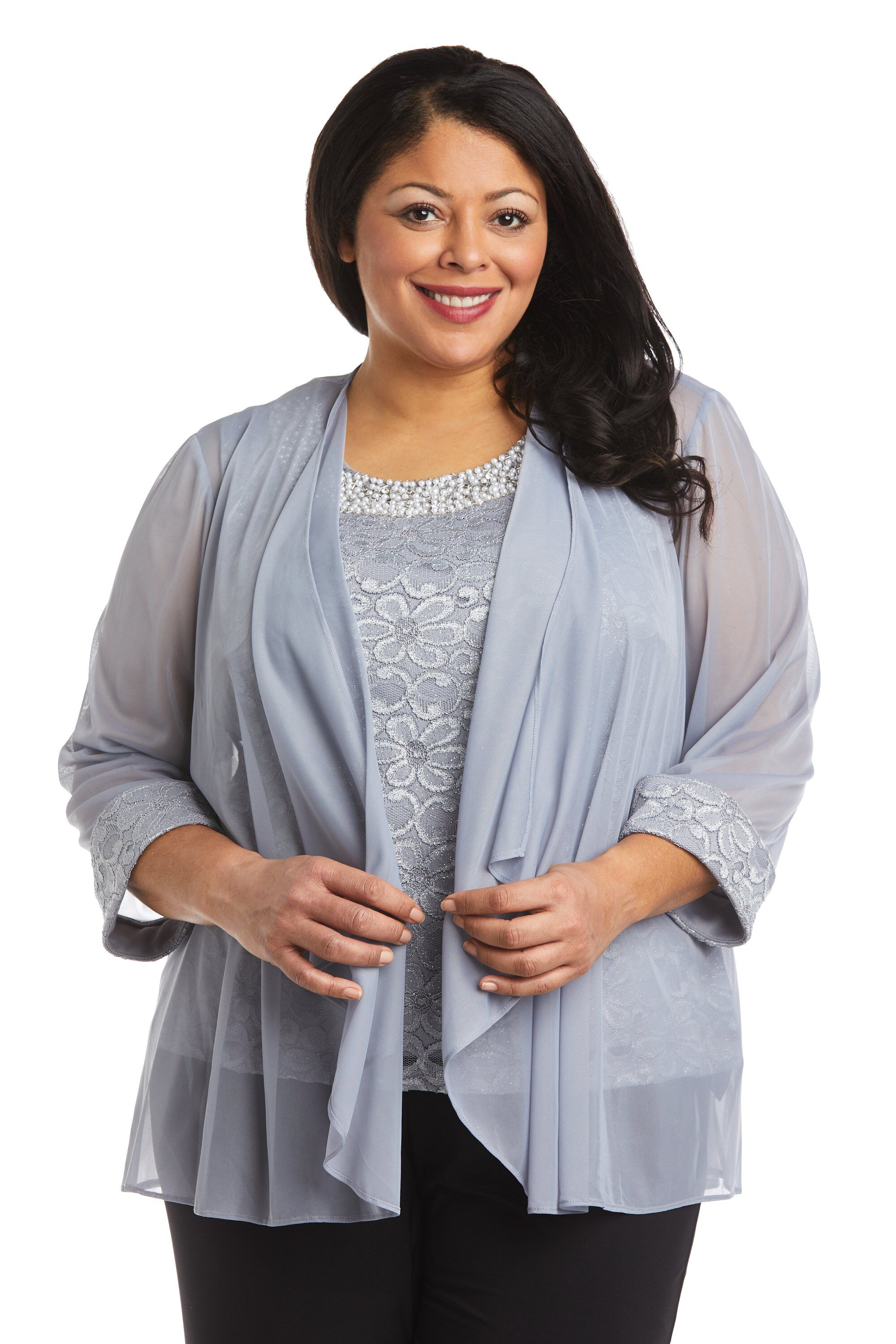 Beaded Neck Matte Jersey Chiffon 