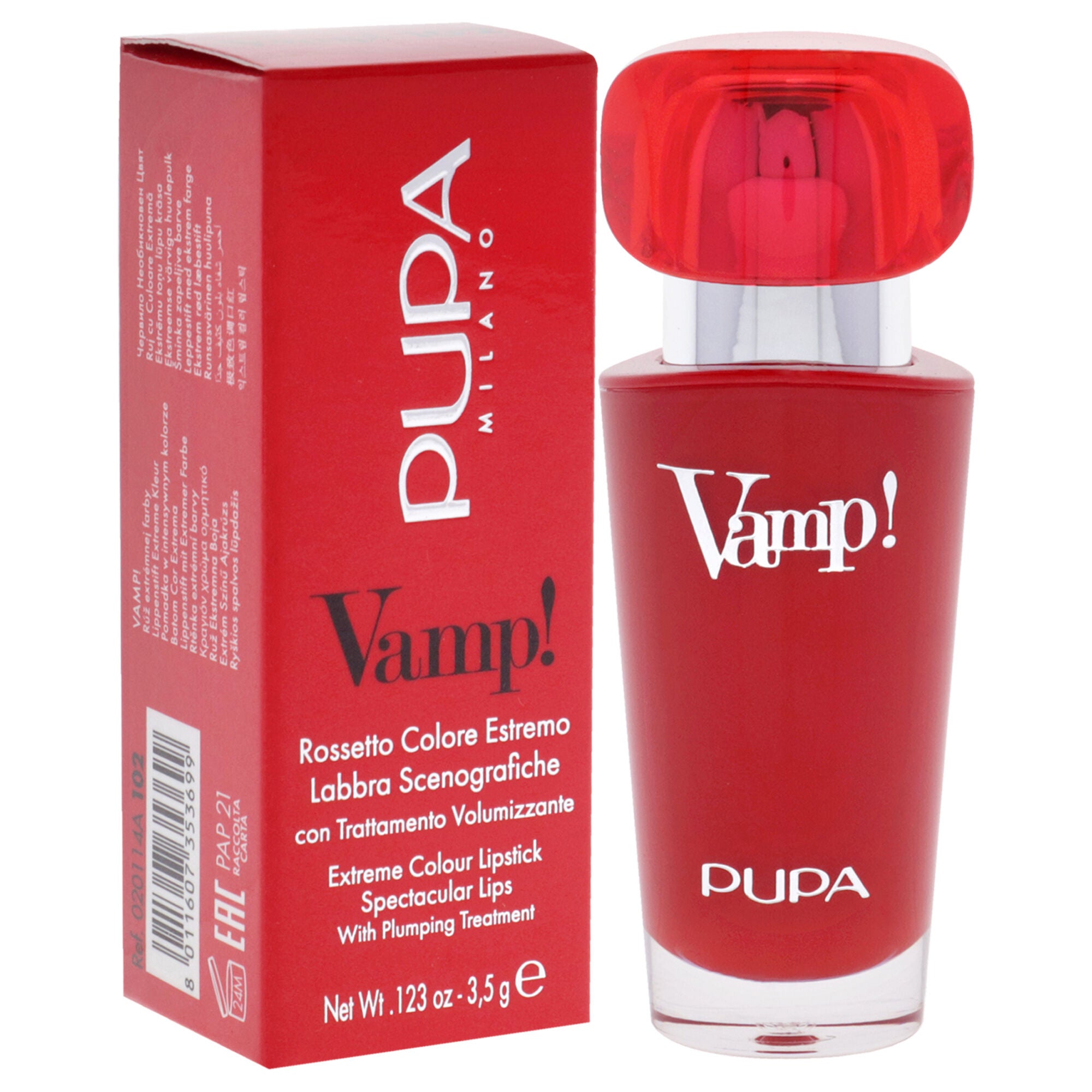 Vamp! Extreme Colour Lipstick with Plumping Treatment - 102 Rose Nude by Pupa Milano for Women - 0.123 oz Lipstick, See Description, alternate image number 1