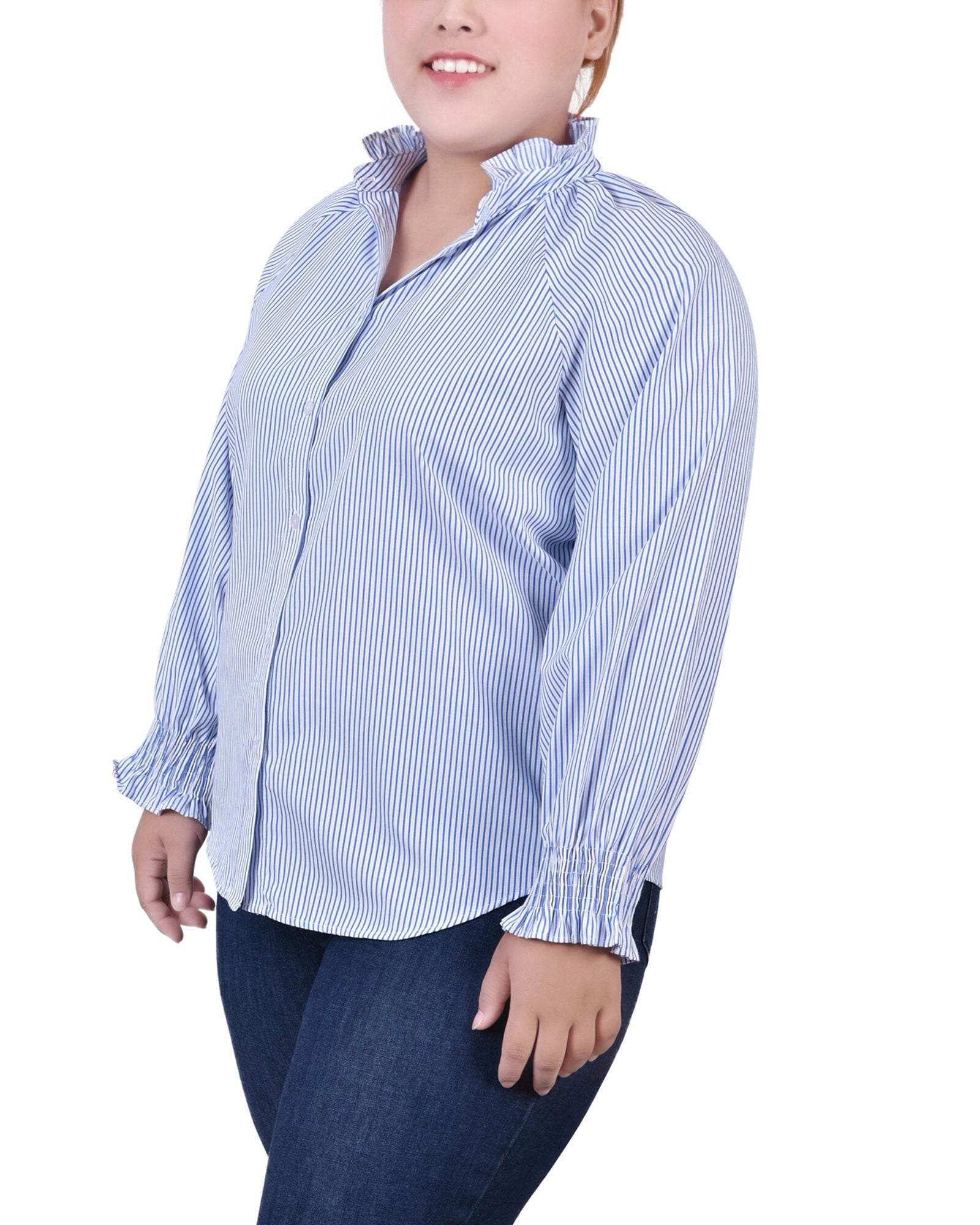 Long Sleeve Button Front Blouse, , alternate image number 2