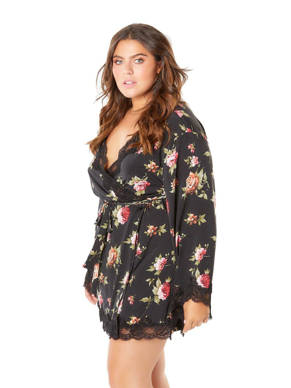 Butterfly Sleeve Soft Robe, Black / black, hi-res image number 0