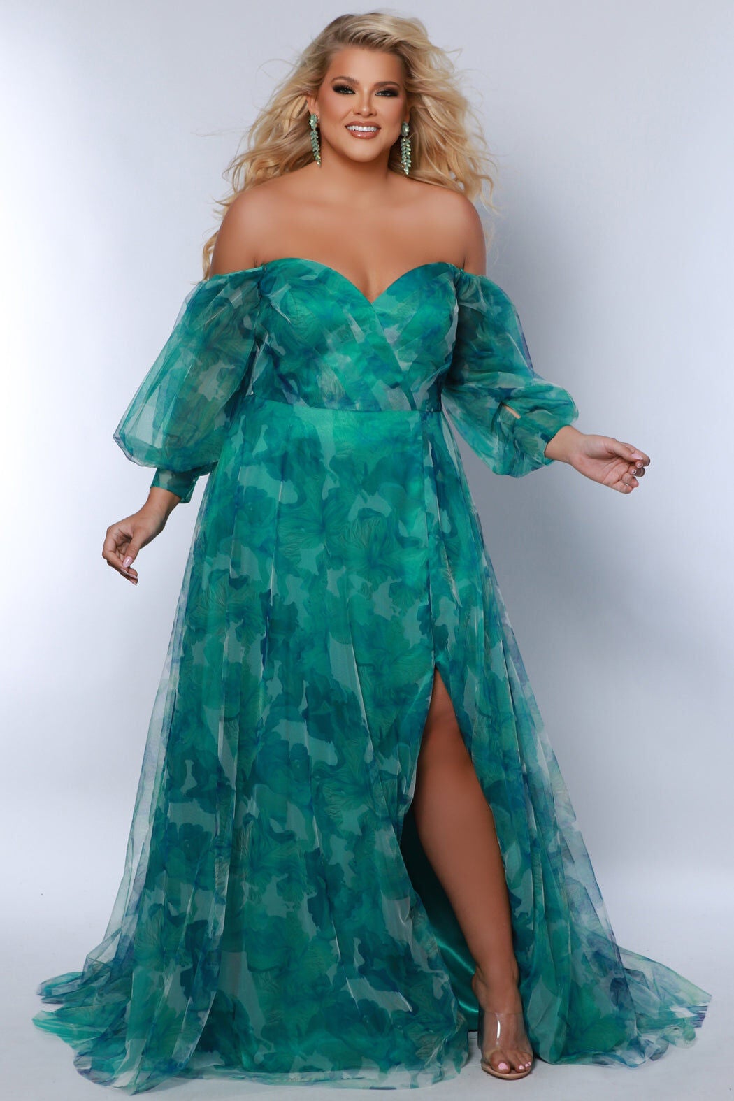D&Eacute;J&Agrave; VU FORMAL DRESS, Green Floral / Light Green, hi-res image number 0