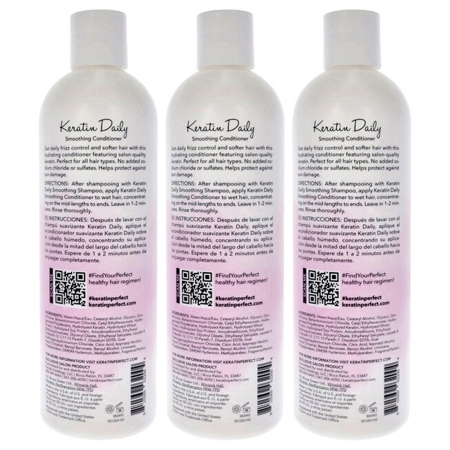 Keratin Daily Conditioner by Keratin Perfect for Unisex - 12 oz Conditioner - Pack of 3, See Description, alternate image number 1