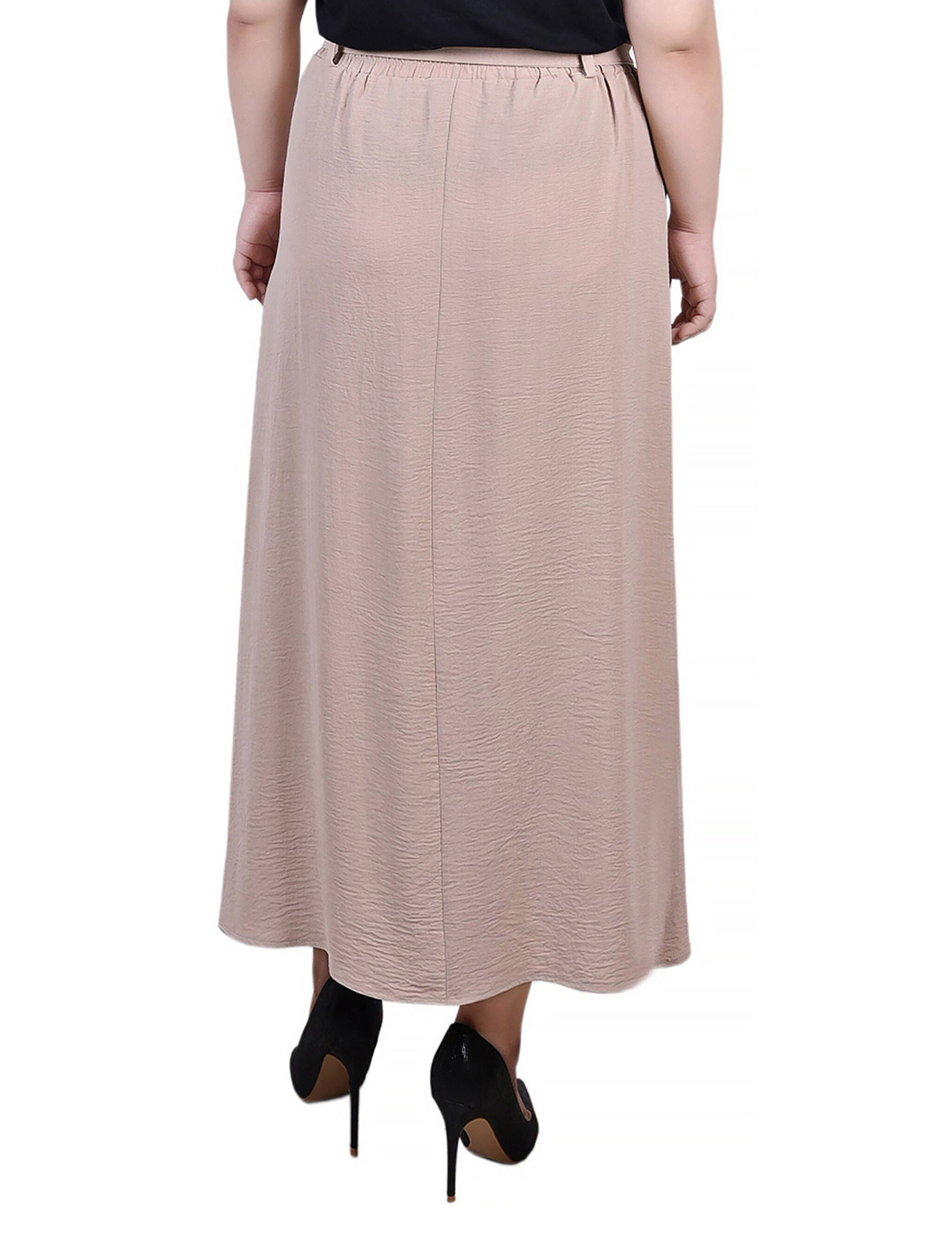 Ankle Length Belted A-Line Skirt, Doeskin, alternate image number 2