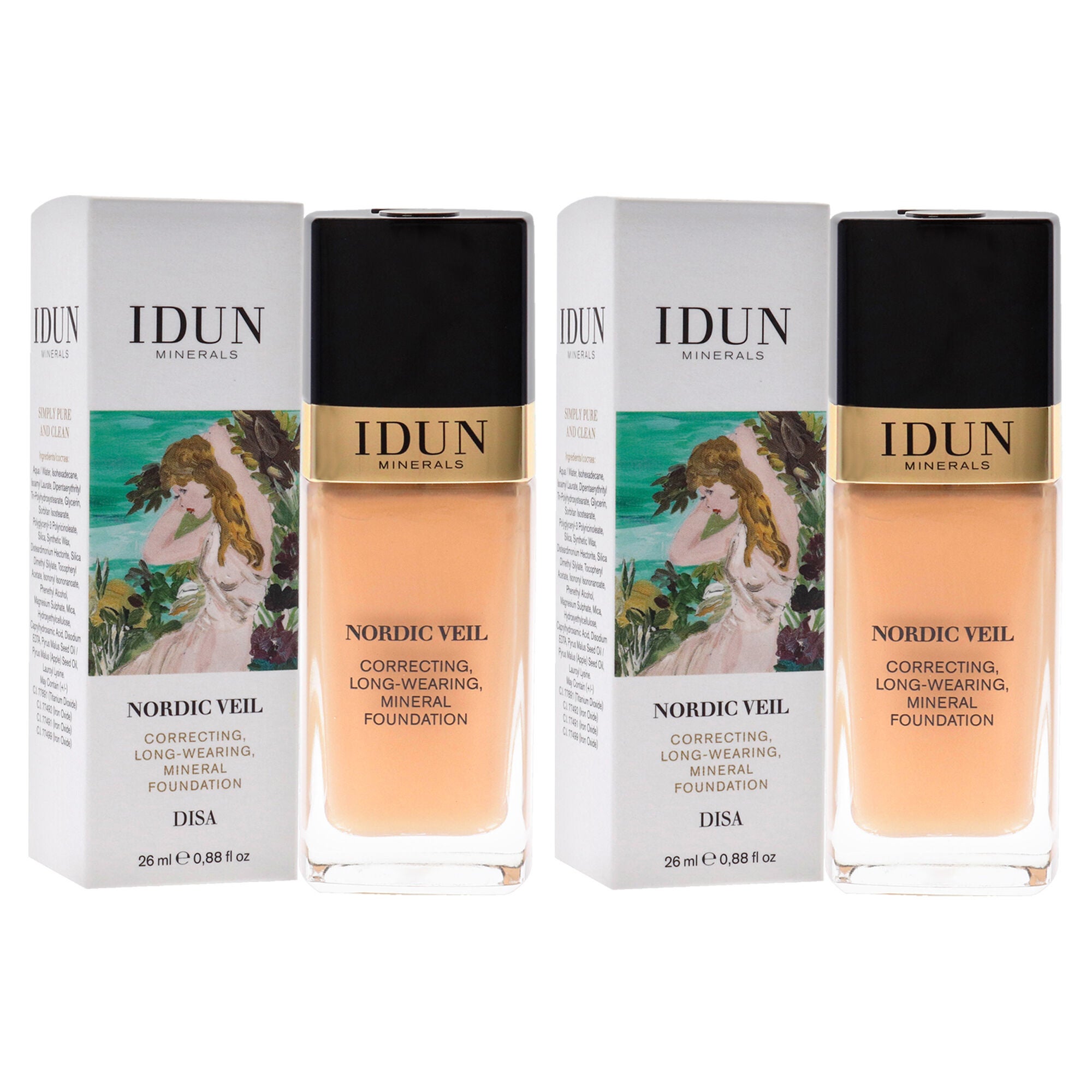 Nordic Veil Foundation - 307 Disa by Idun Minerals for Women - 0.88 oz Foundation - Pack of 2, See Description, alternate image number 1
