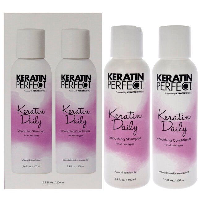 Keratin Daily Duo by Keratin Perfect for Unisex - 2 Pc 3.4oz Shampoo, 3.4oz Conditioner, See Description, hi-res image number 0