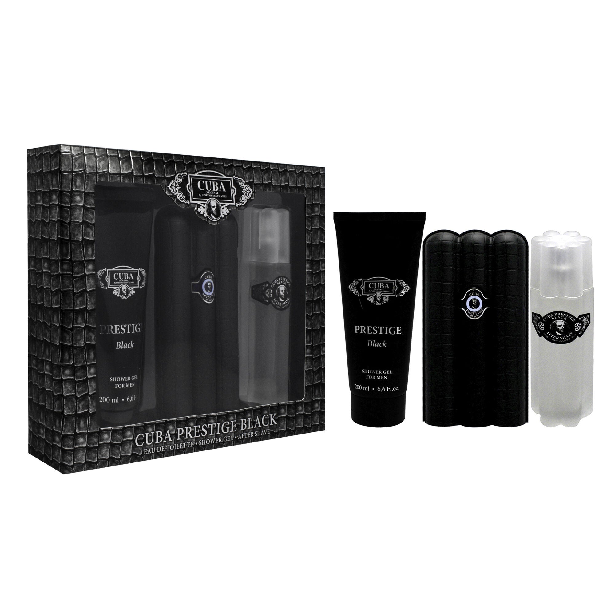 Cuba Prestige Black by Cuba for Men - 3 Pc Gift Set 3oz EDT Spray, 6.6oz Shower Gel, 3.3oz After Shave, See Description, alternate image number 1
