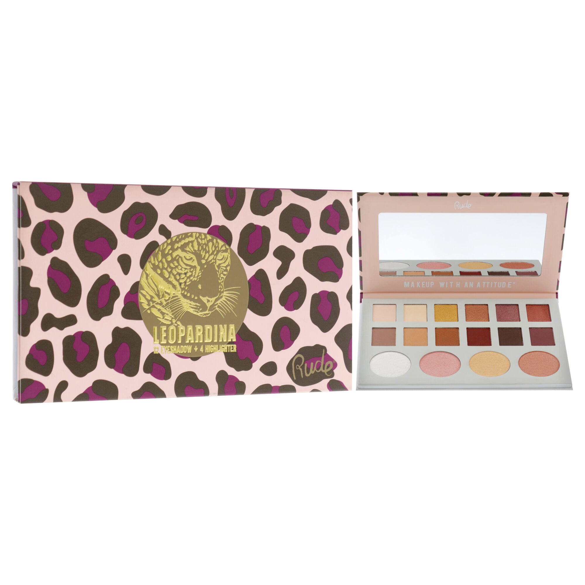 Leopardina Eyeshadow and Highlighter Palette by Rude Cosmetics for Women - 1.031 oz Makeup, See Description, alternate image number 1
