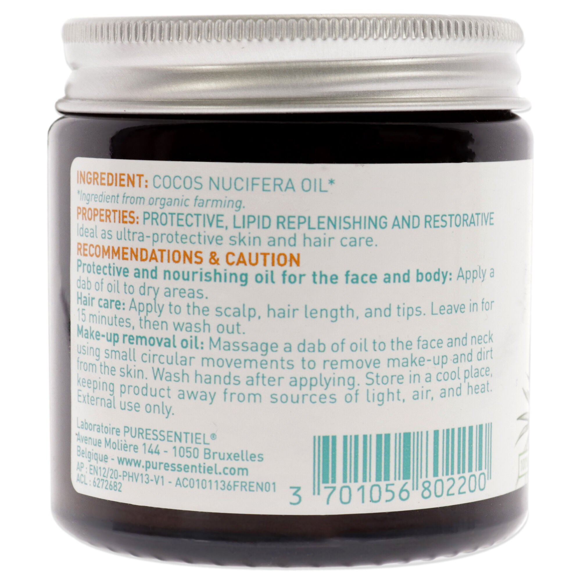 Organic Vegetable Oil - Coconut by Puressentiel for Unisex - 3.4 oz Oil, See Description, alternate image number 1