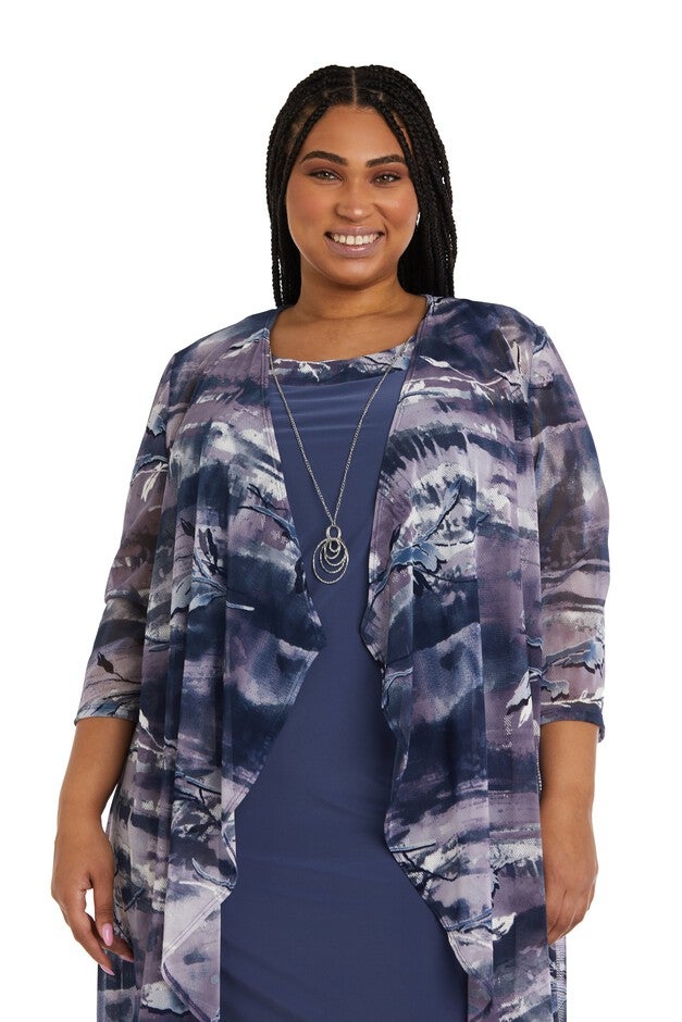 Two-Piece Power Mesh Jacket and Dress Set - Plus, , alternate image number null