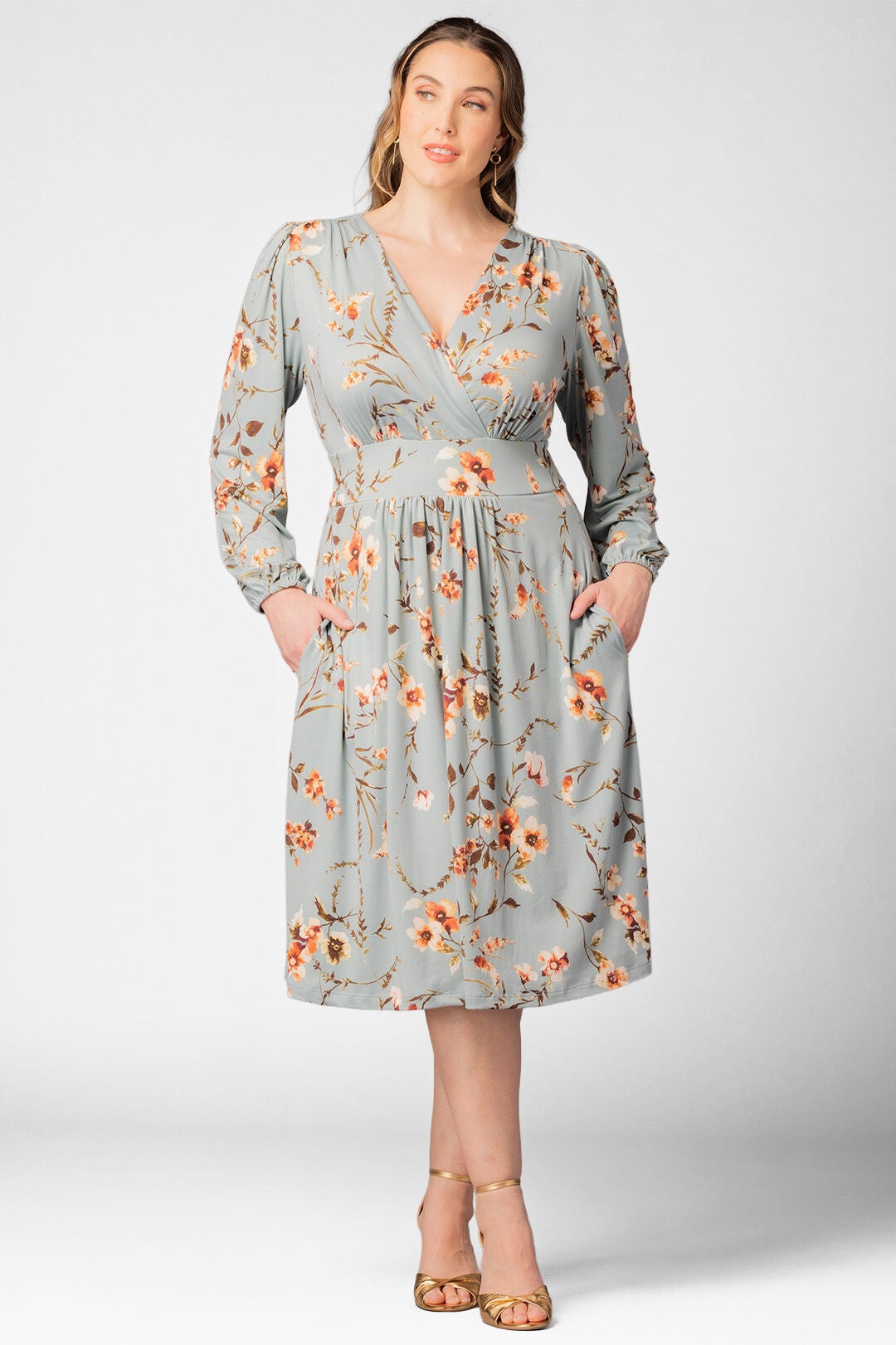 Diana Long Sleeve Dress, Spring Meadow / Sage Green, hi-res image number 0