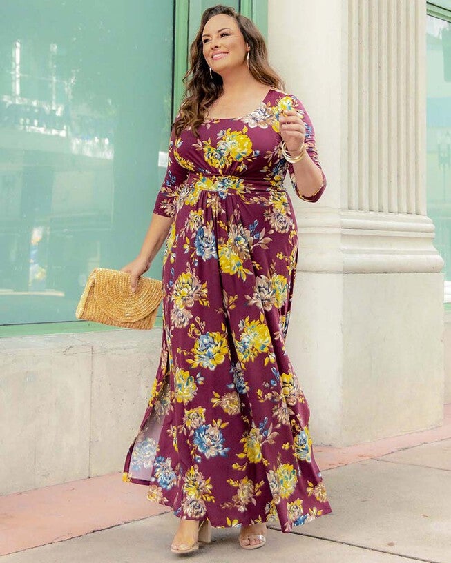 Maya Maxi Dress, Bordeaux Blooms, hi-res image number null