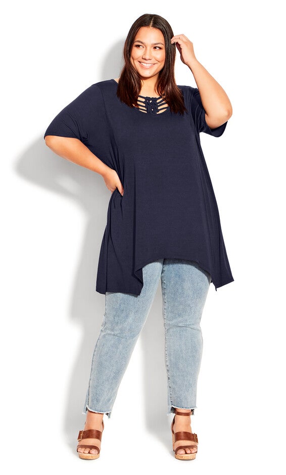Knotted Cage Tunic - navy, , alternate image number 1