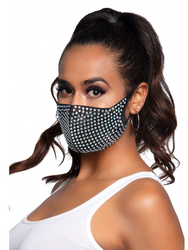 Rhinestone 3D Face Mask, Black / black, hi-res image number 0
