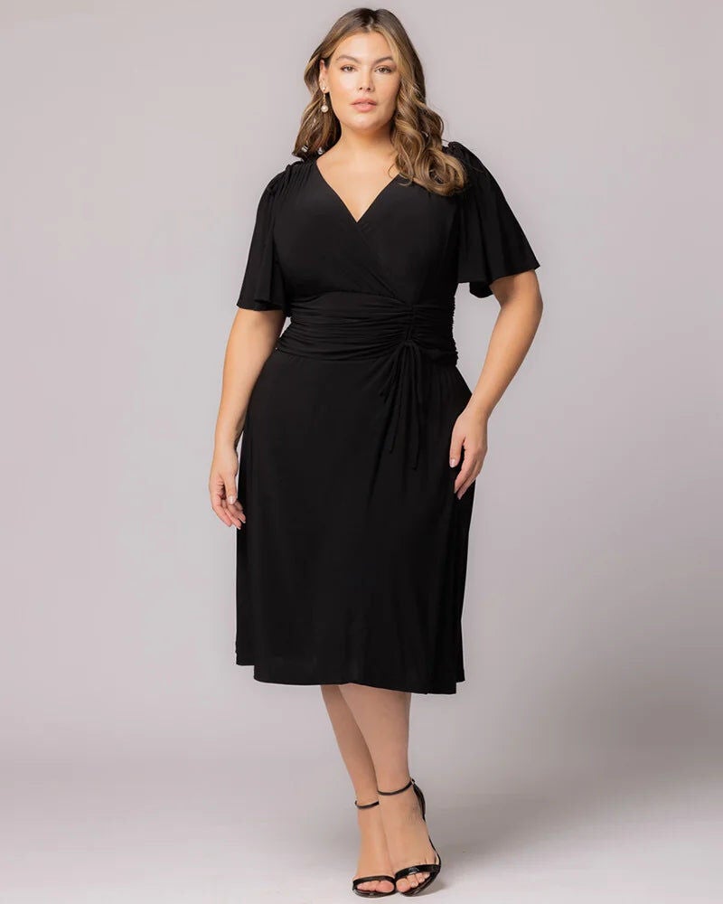 Jemma Ruched Tie Dress, Black Noir, hi-res image number 0