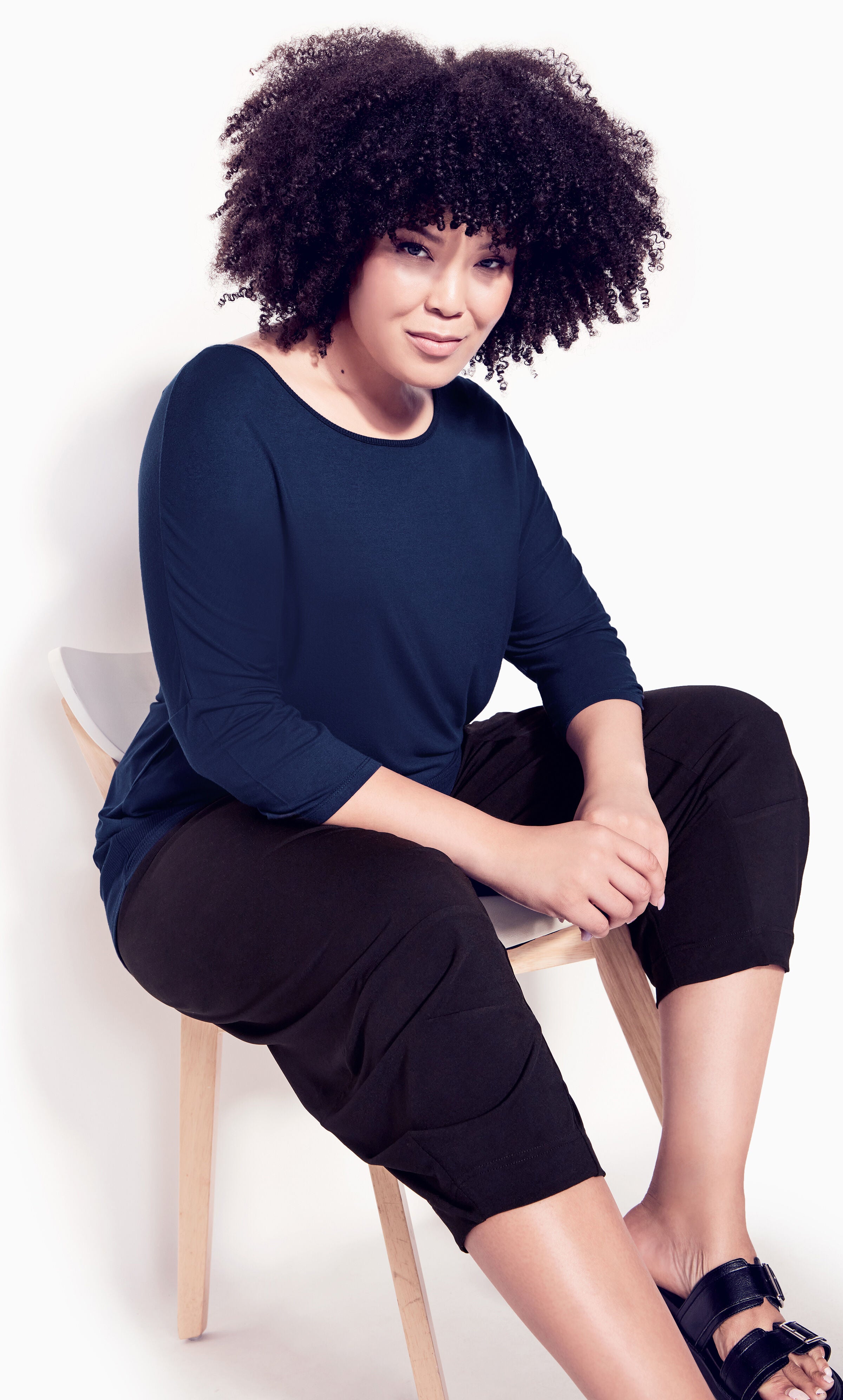 Contrast Rib Top - navy, Blue, hi-res image number 0