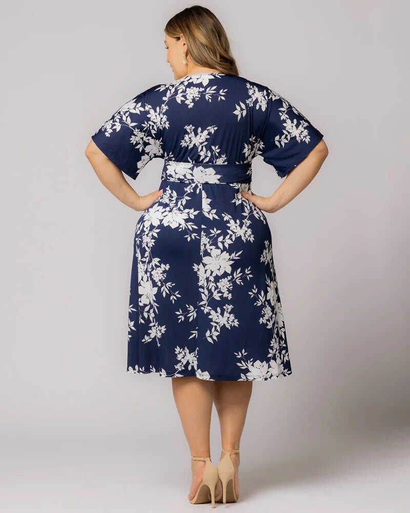 Gia Midi Dress, Navy Floral Print, alternate image number 1