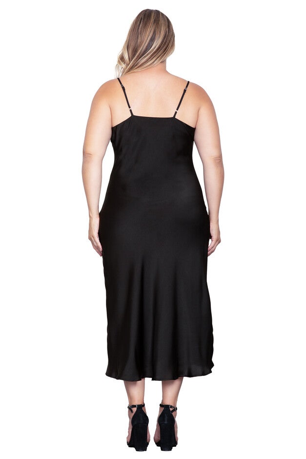 Cowl Neck Midi Tank Dress, Balck / Black, alternate image number null