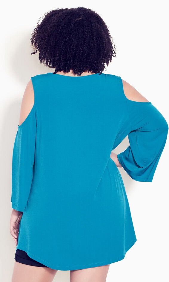 Cold Shoulder 3 Bar Top - teal, , alternate image number 2