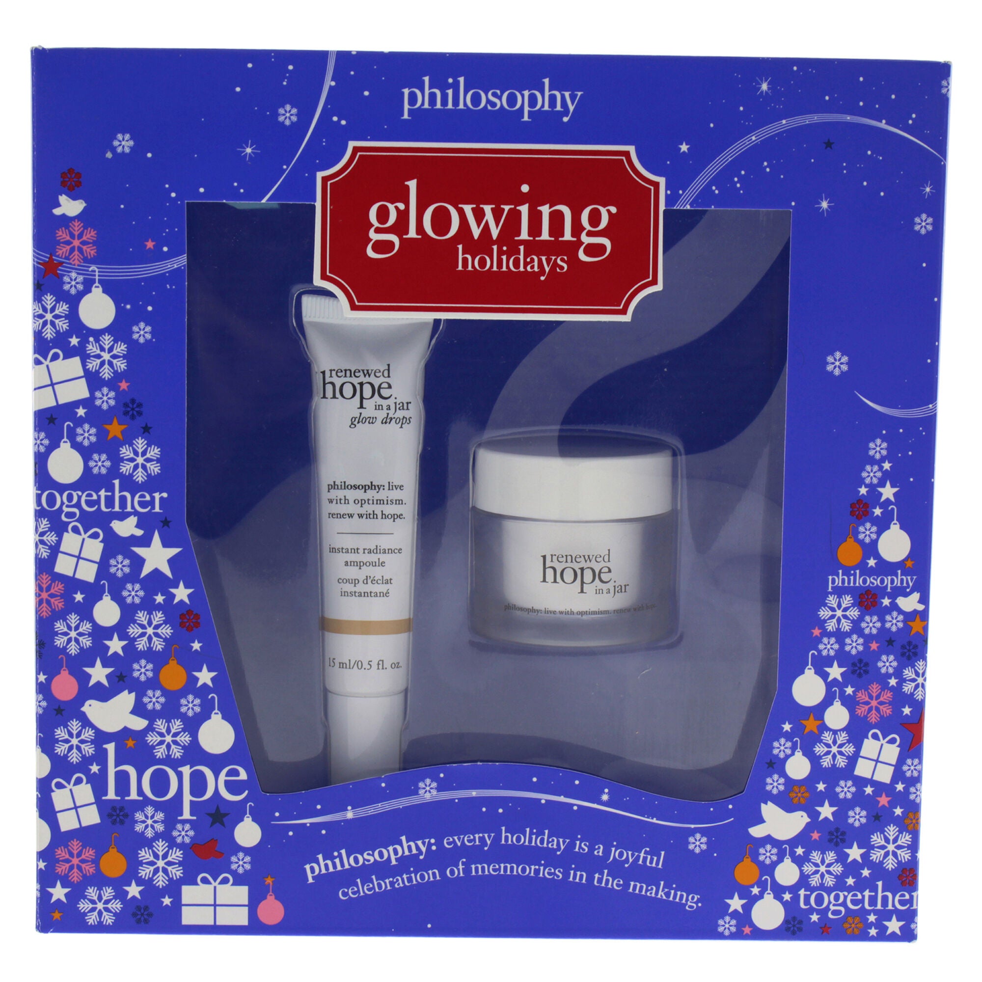 Glowing Holidays by Philosophy for Women - 2 Pc Kit 0.5oz Renewed Hope, 0.5oz Renewed Hope Drops, See Description, hi-res image number 0