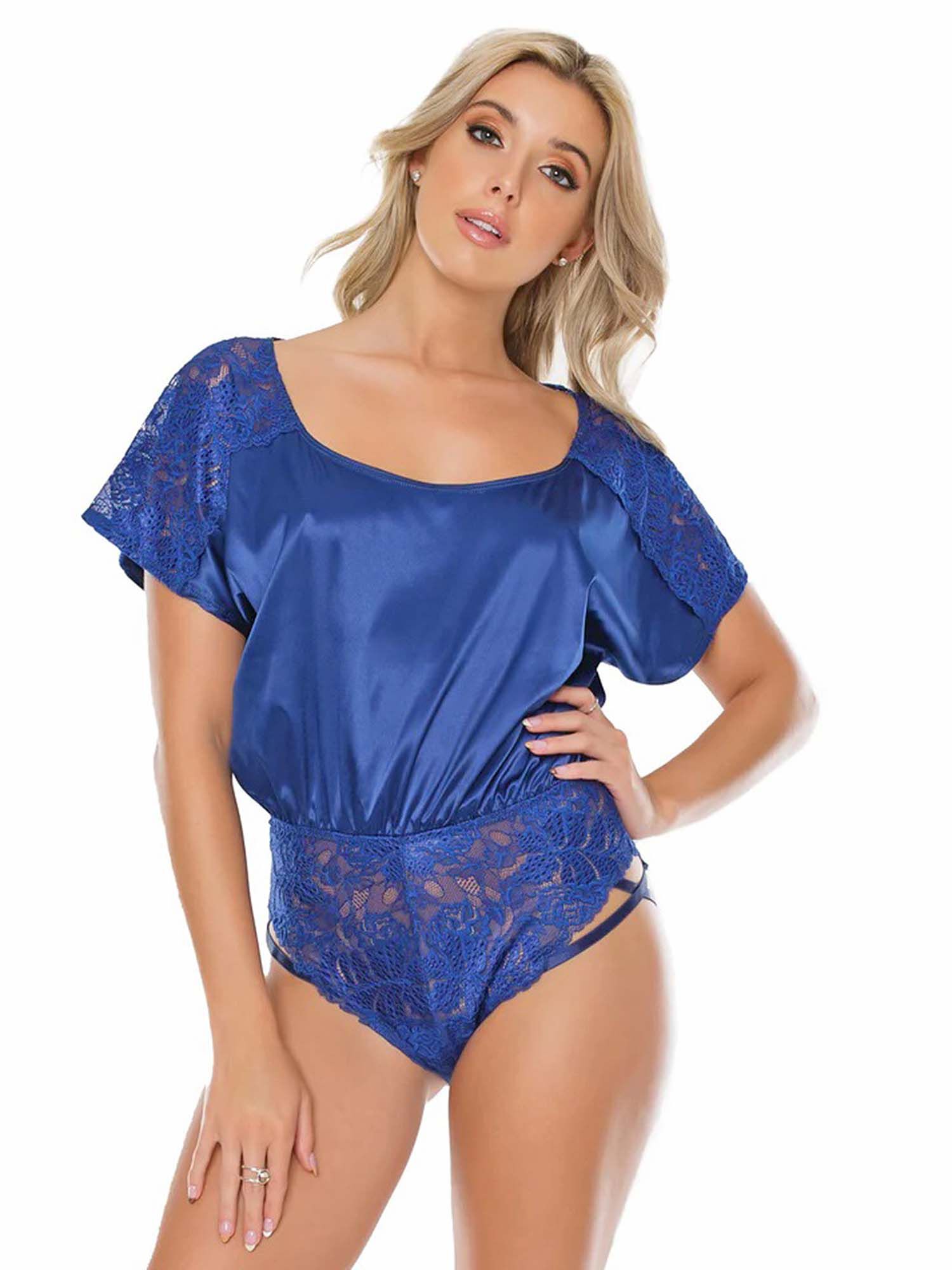 Satin and Lace Romper, , alternate image number 4