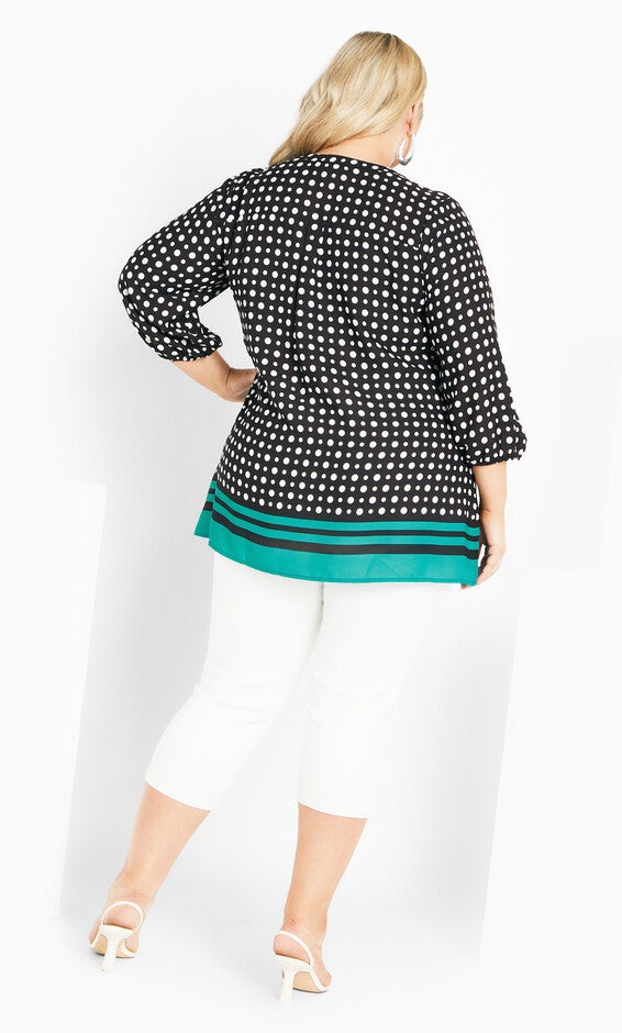 Malia Zip Border Top - emerald, , alternate image number 3