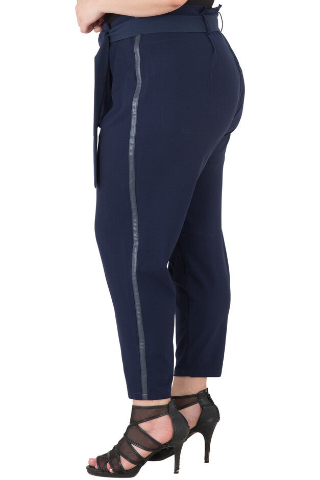 Plus Size Women's Vegan Leather Paper Bag Waist Pants, , alternate image number 2