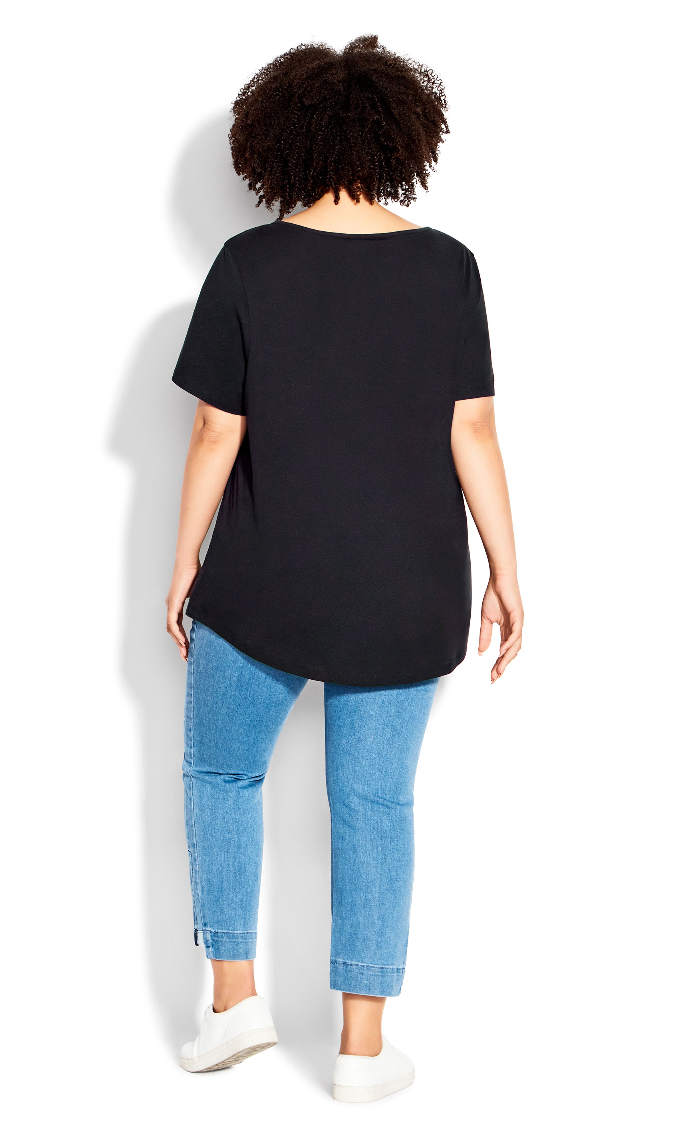 Split Neck Top - black, , alternate image number 3