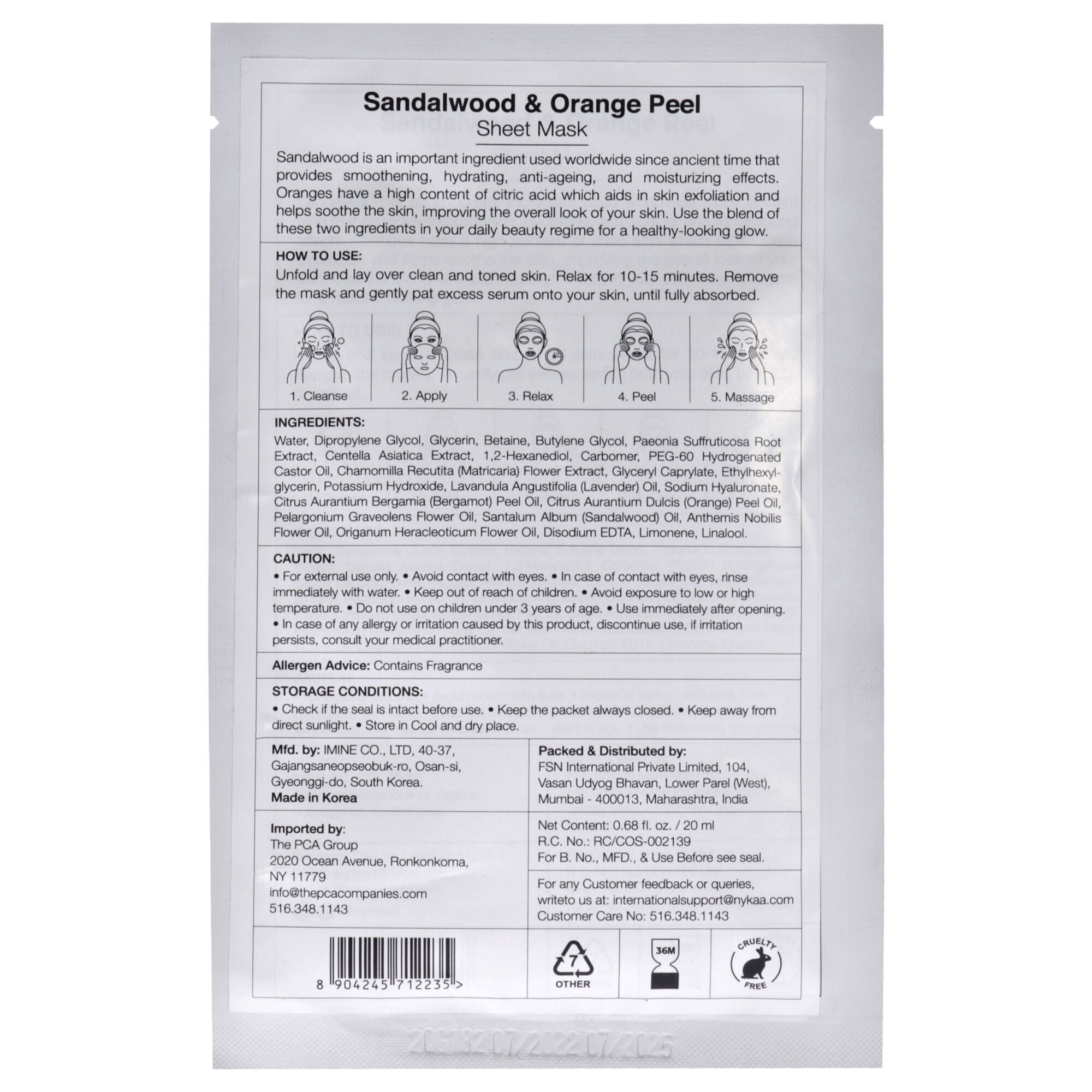 Skin Secrets Sheet Mask - Sandalwood and Orange Peel by Nykaa Naturals for Women - 1 Pc Mask, See Description, alternate image number 1