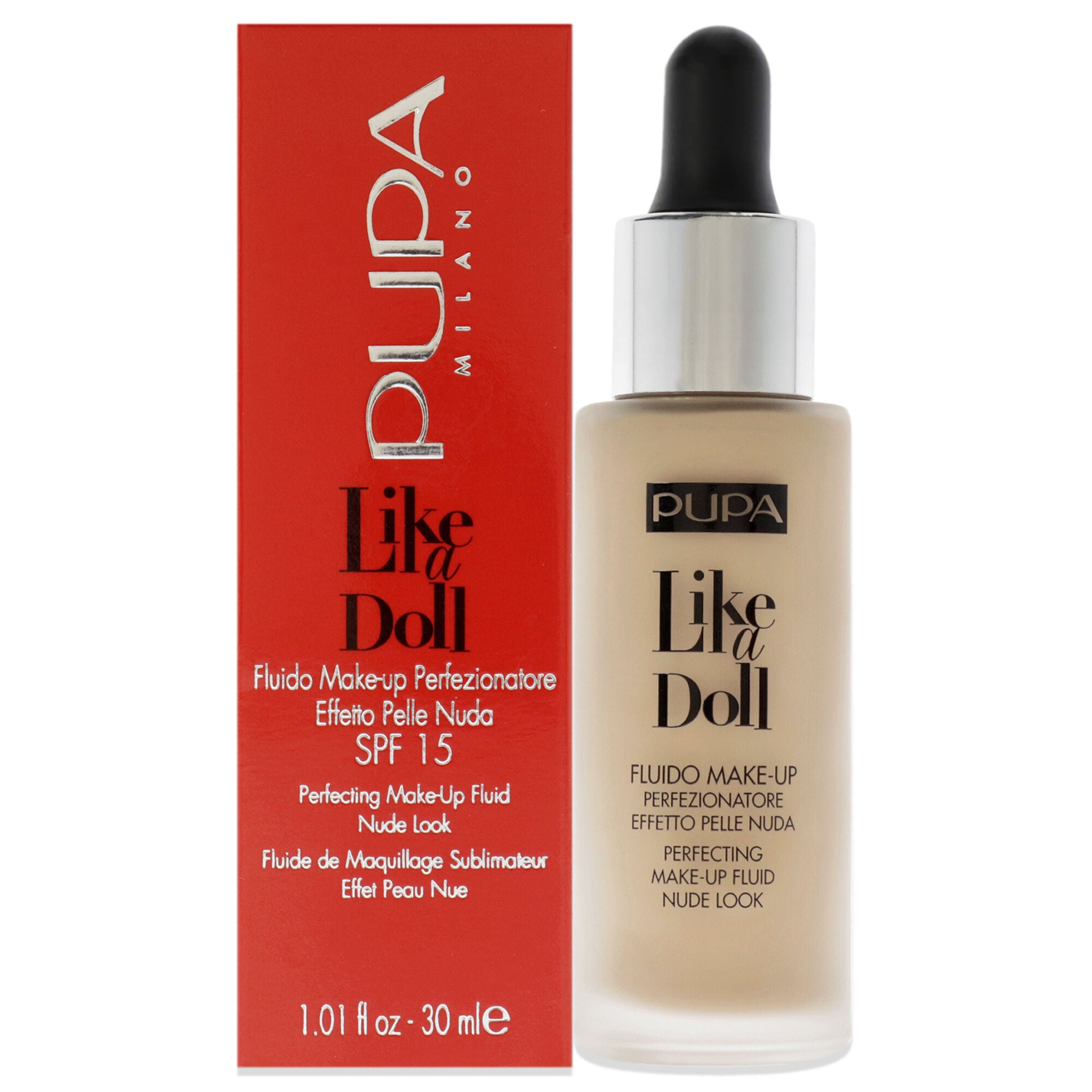 Like A Doll Perfecting Make-Up Fluid Nude Look Foundation SPF 15 - 040 Medium Beige by Pupa Milano for Women - 1.01 oz Foundation, See Description, hi-res image number 0